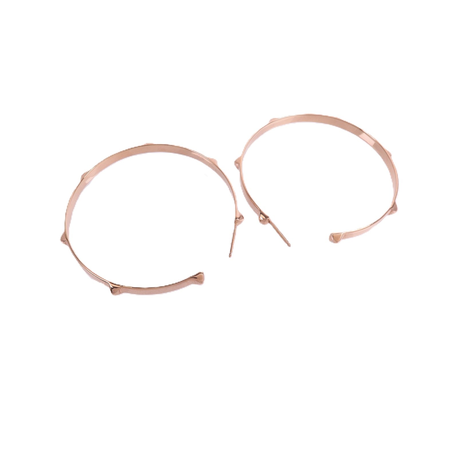 HERMES 18K玫瑰金Mini Clous Hoop Earrings耳環