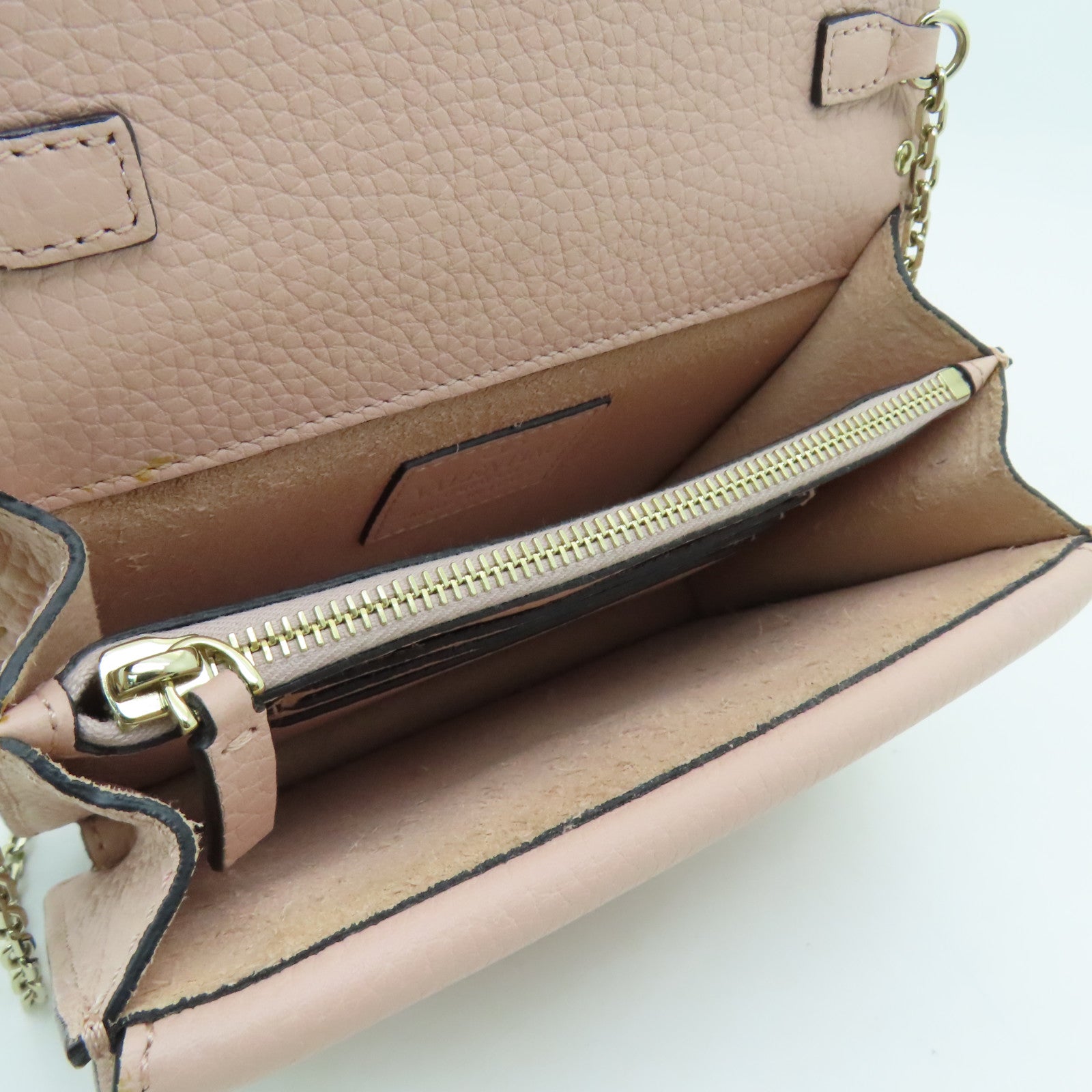 Valentino Leather Chain Shoulder Bag Gold Buckle Chain Shoulder Bag Pink