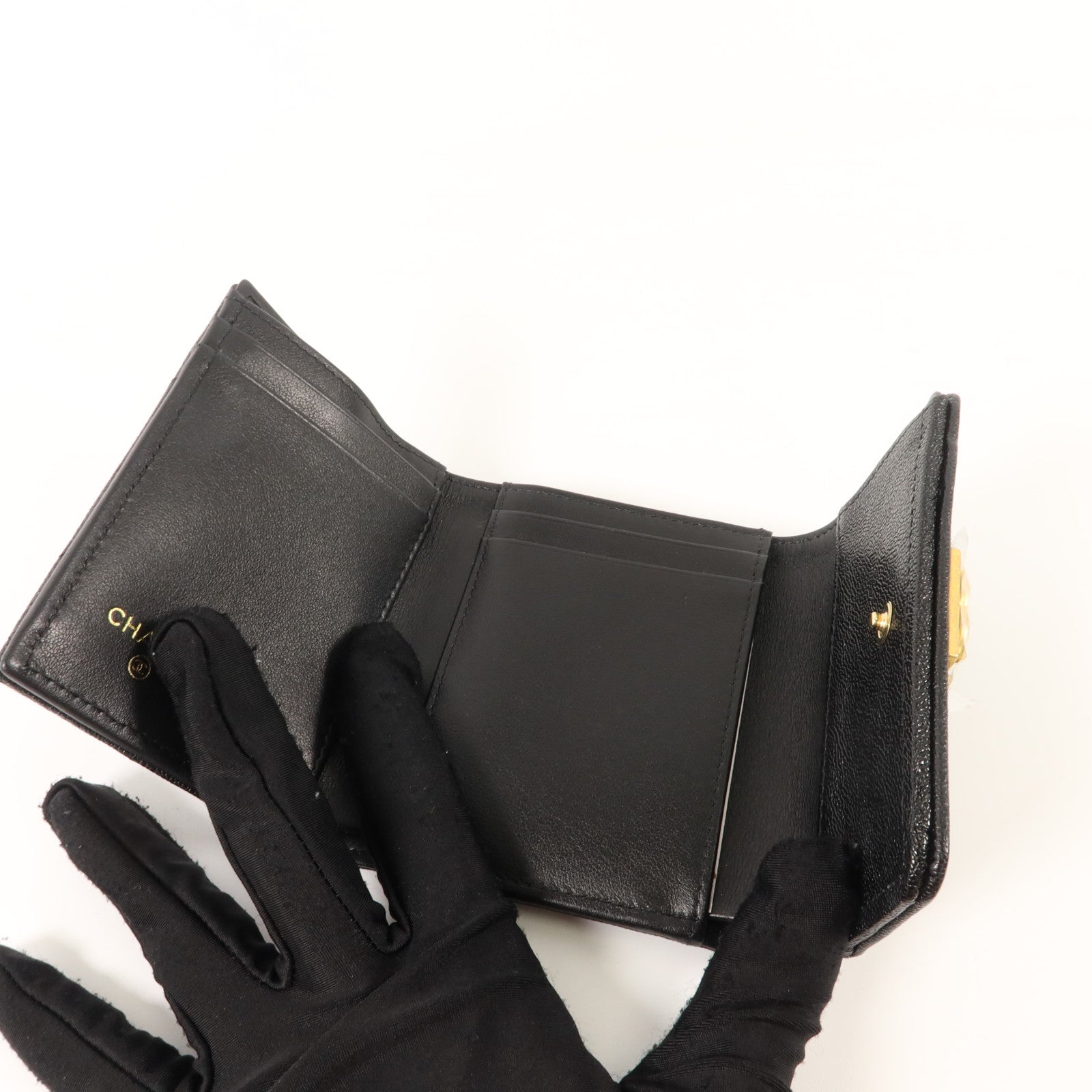 CHANEL 牛皮皮革Boy Chanel Small Flap Wallet金扣錢包