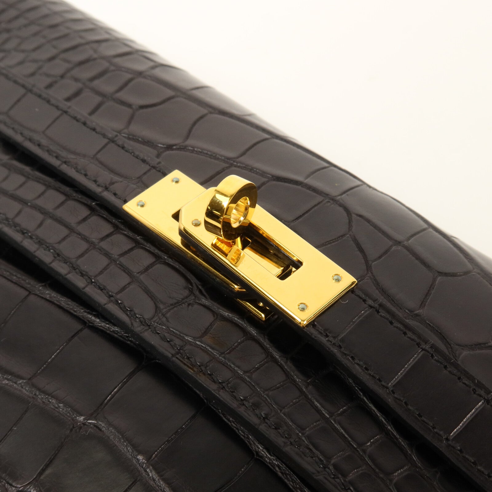 HERMES 鱷魚皮革Kelly To Go肩背袋Noir