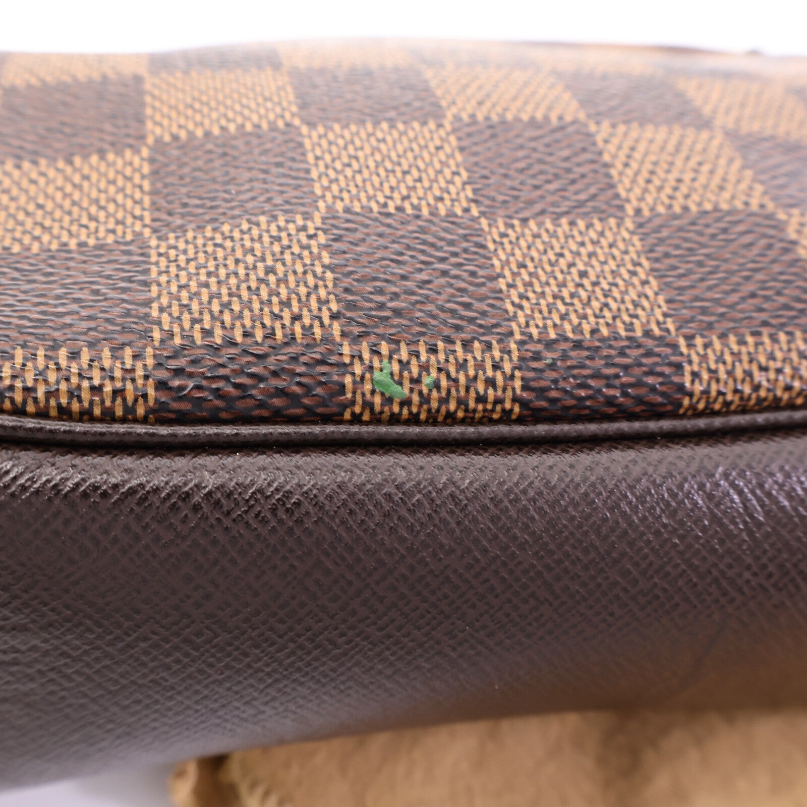 LOUIS VUITTON Damier Trousse Makeup Accessory Pouch金扣手挽袋棕色