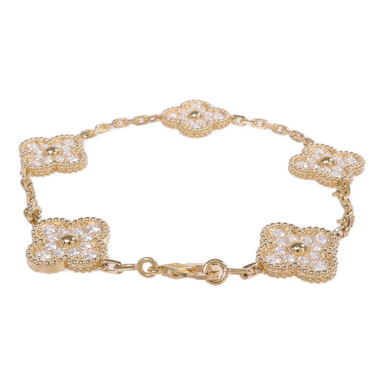 Van Cleef & Arpels 18K黃金Vintage Alhambra Bracelet 5 Motifs鑽石手鏈