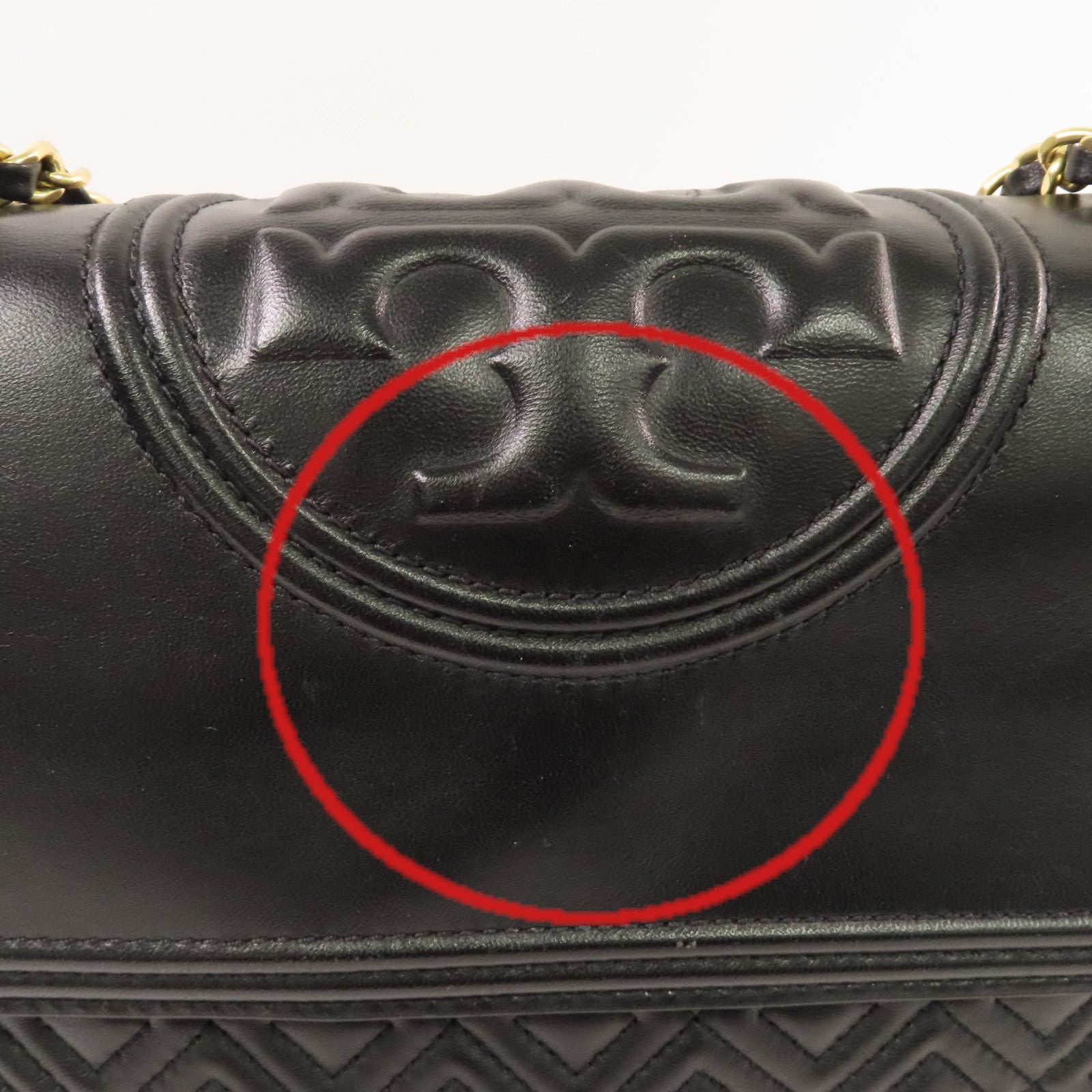 Tory Burch 牛皮皮革Chain Shoulder Bag金扣鏈帶肩背袋黑色