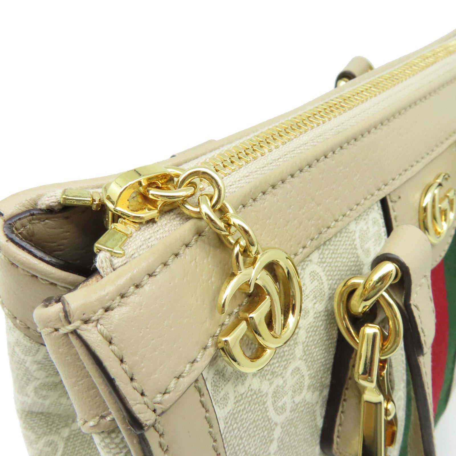 GUCCI 【激減優惠】塗層帆布Ophidia GG 2Way Shoulder Bag手挽肩背兩用袋杏色
