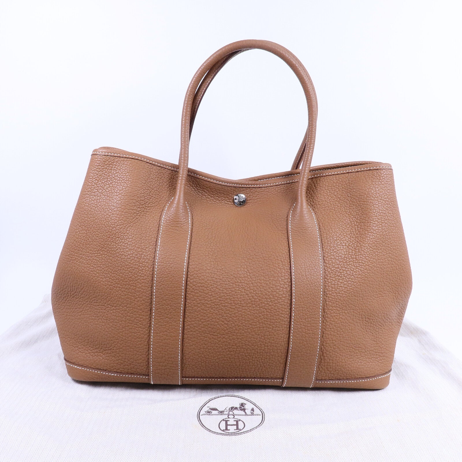 HERMES Negonda皮革Garden Party PM手挽袋Gold