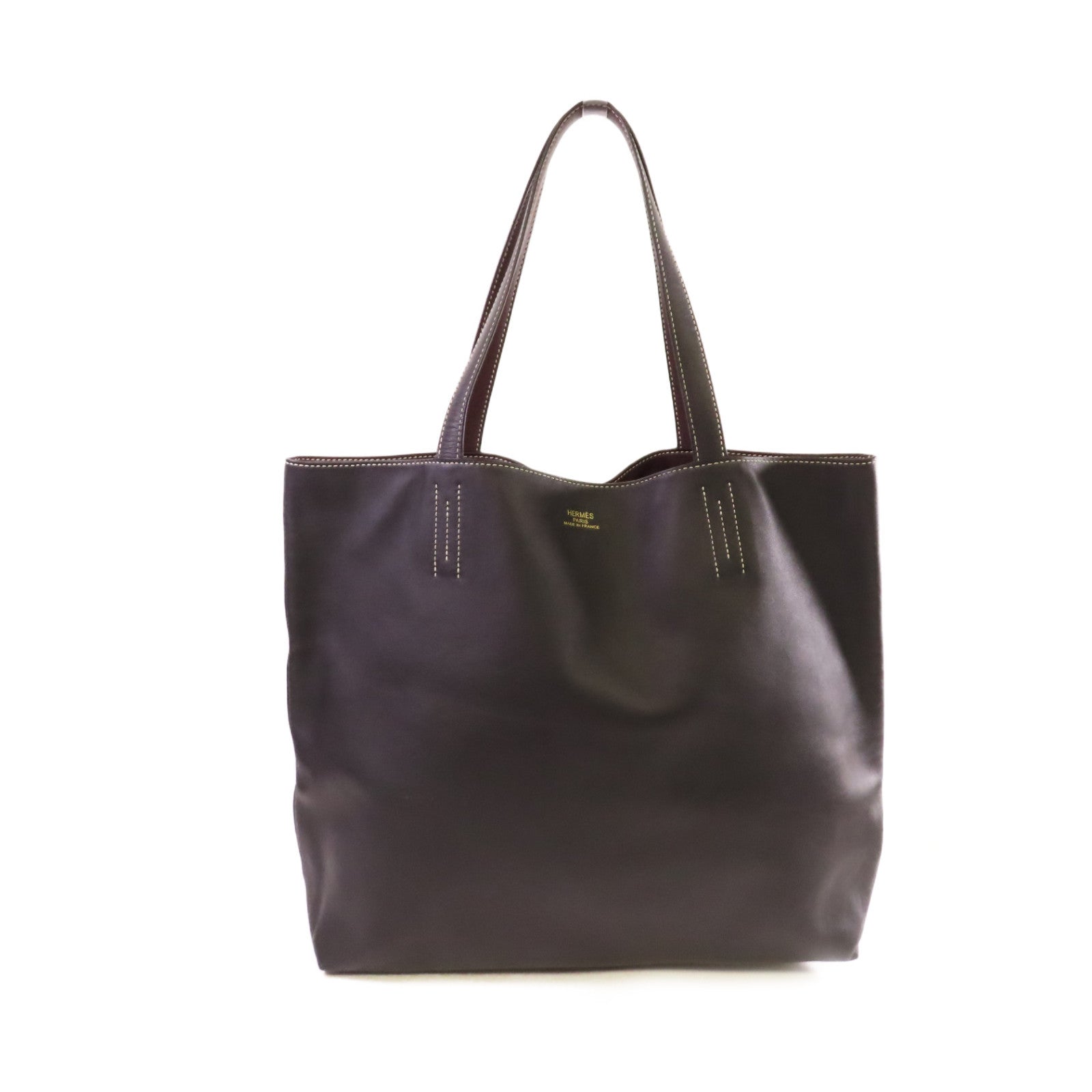 HERMES Swift皮革Double Sens Shoulder Bag肩背袋89 Noir黑色/55 Rouge H愛馬仕紅色