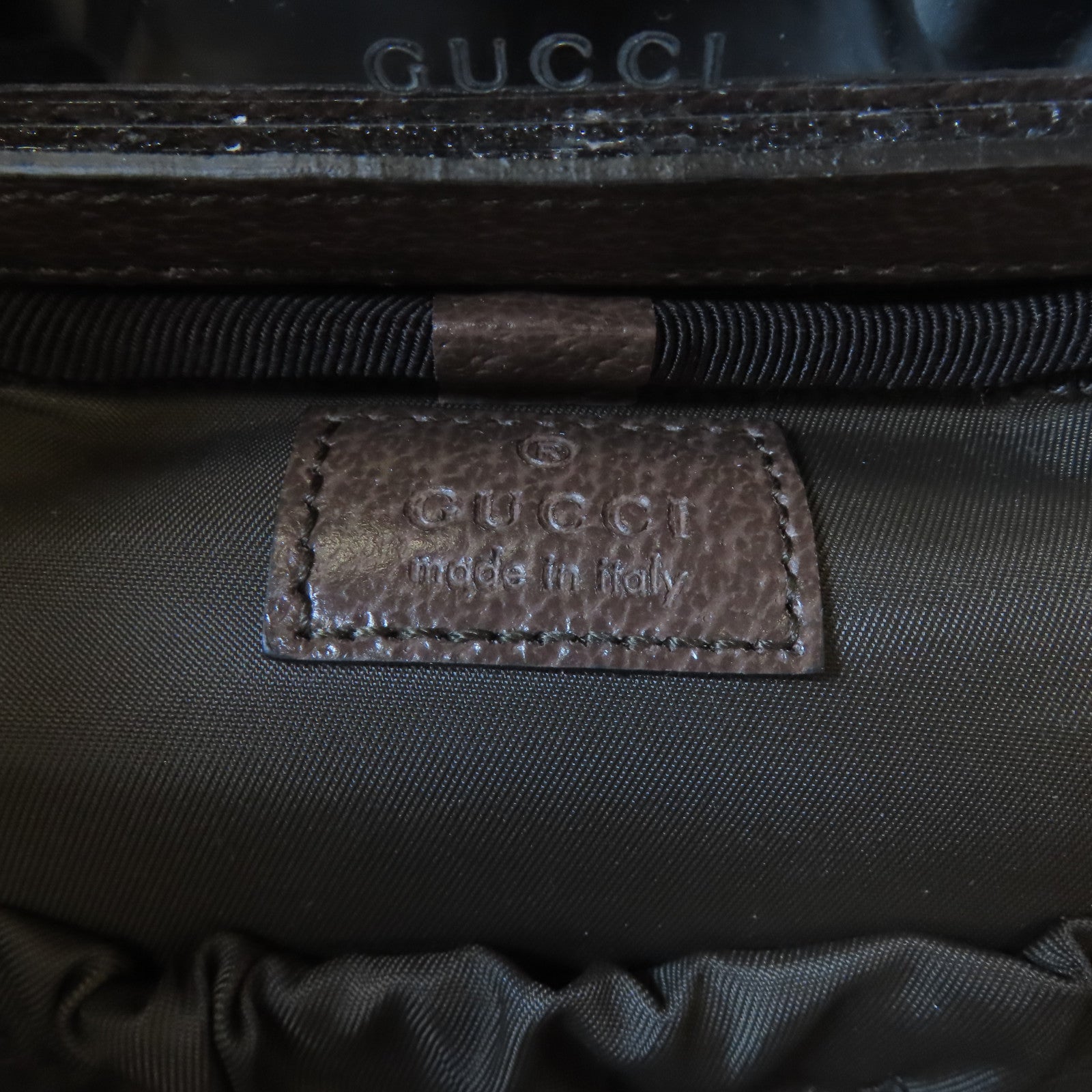 GUCCI 塗層帆布Ophidia GG Supreme Vanity Case金扣手挽袋啡色