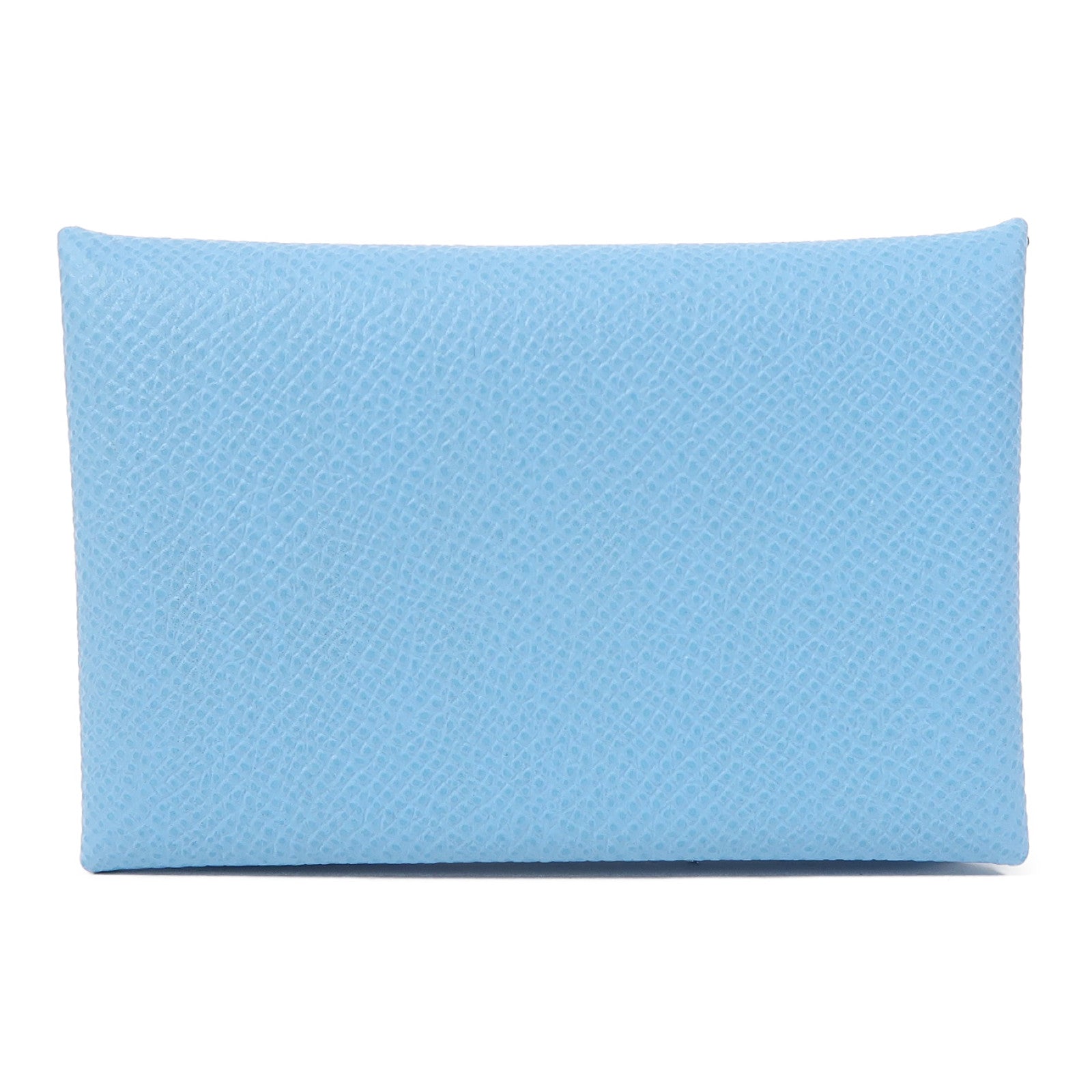 HERMES Epsom皮革Calvi Card Holder銀扣卡片套湖水藍色