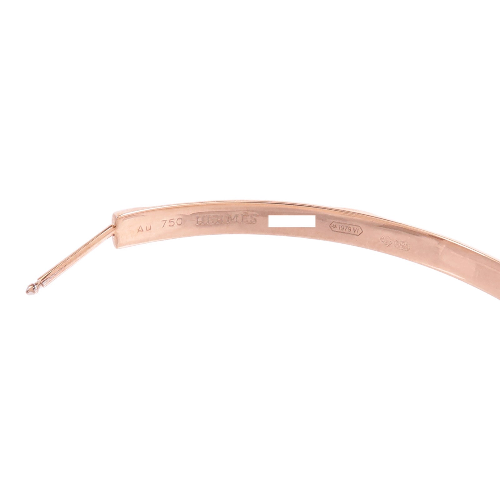 HERMES 18K玫瑰金Mini Clous Hoop Earrings耳環