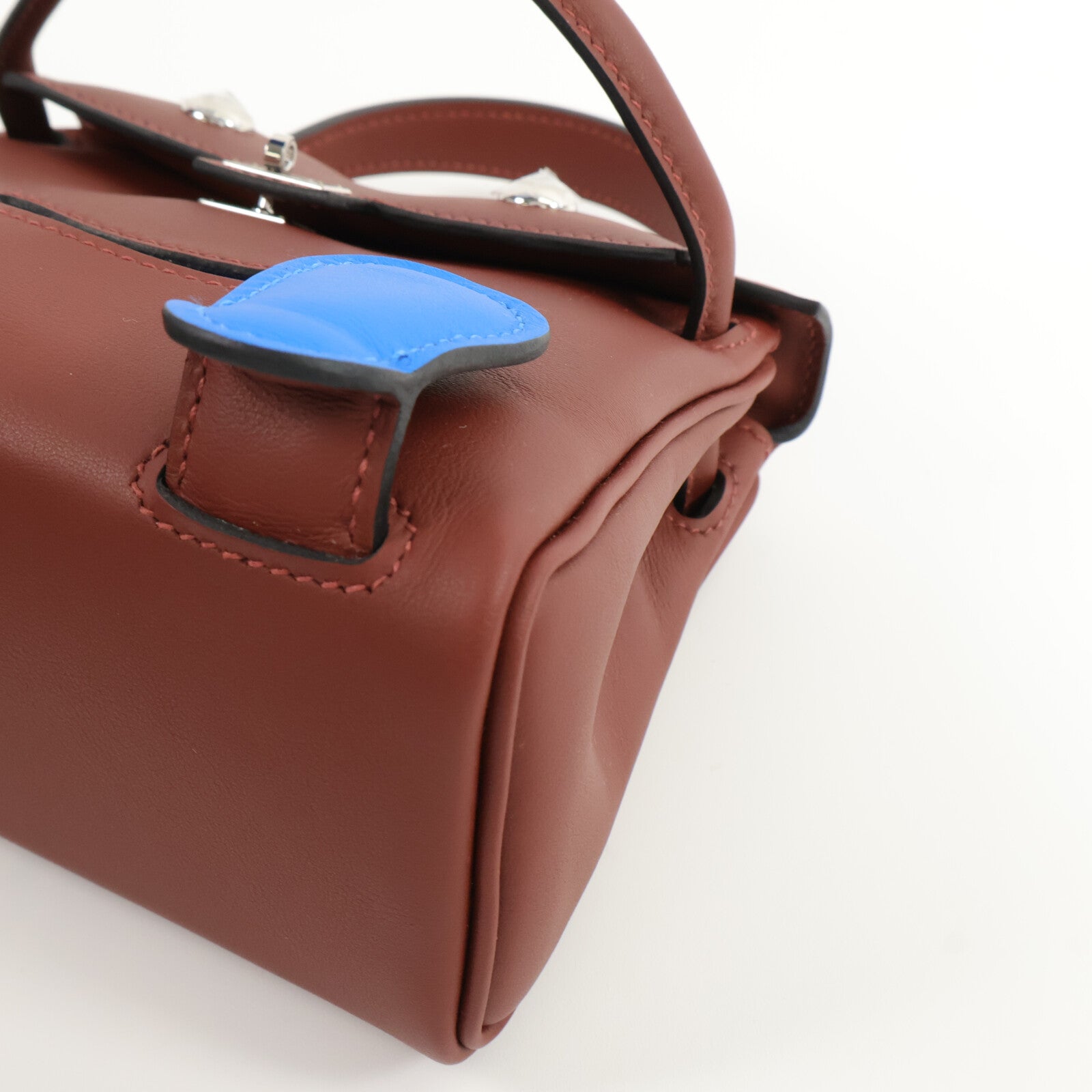 HERMES Swift皮革Kelly Doll手挽袋Rouge H/Bleu Hydra