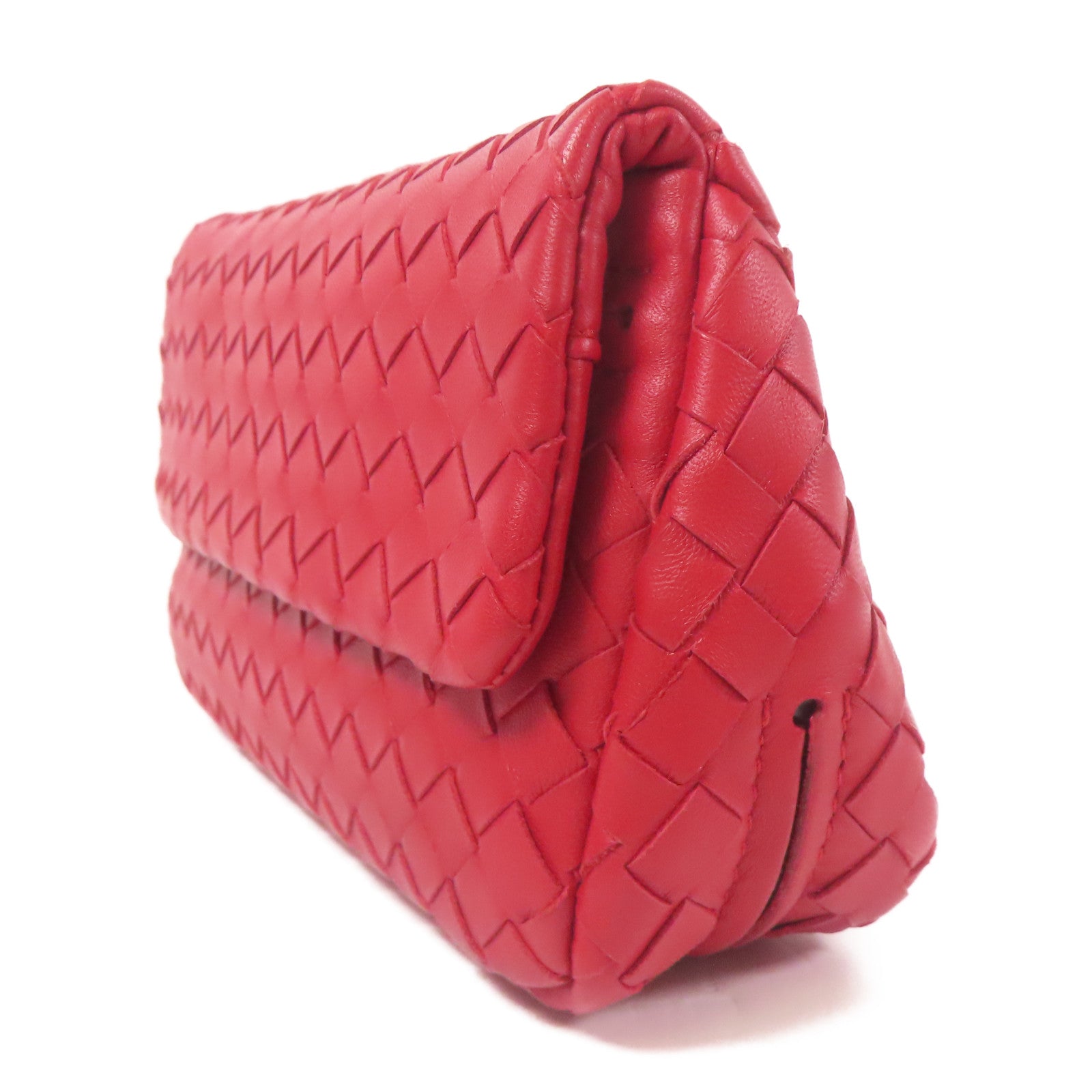 BOTTEGA VENETA BV Chain Shoulder Bag Lambskin Leather Red