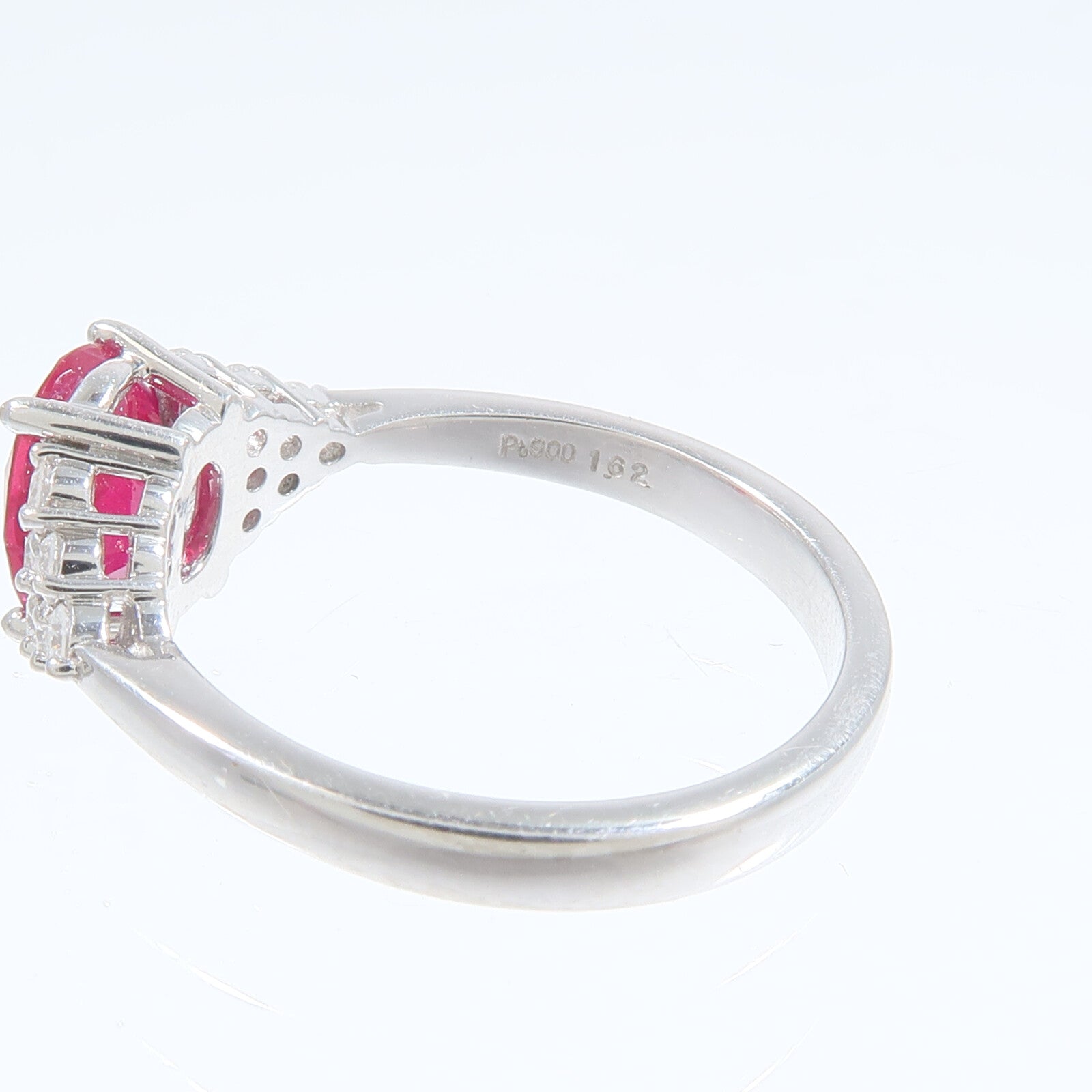 JEWELRY PT900鉑金Ruby Diamond Ring紅寶石/鑽石戒指