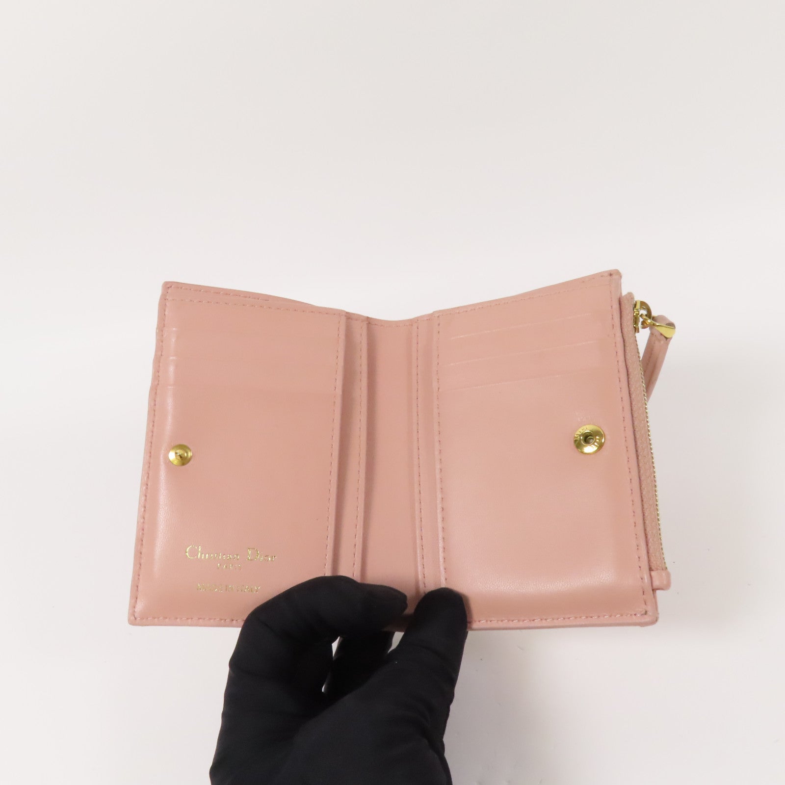 Dior 帆布Bifold Wallet金扣錢包