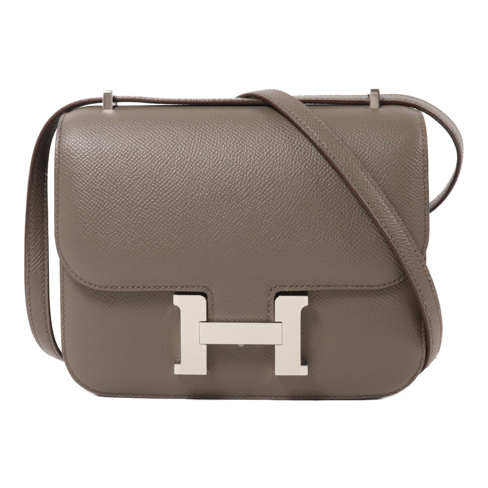 HERMES Epsom皮革Constance Mini肩背袋Etain