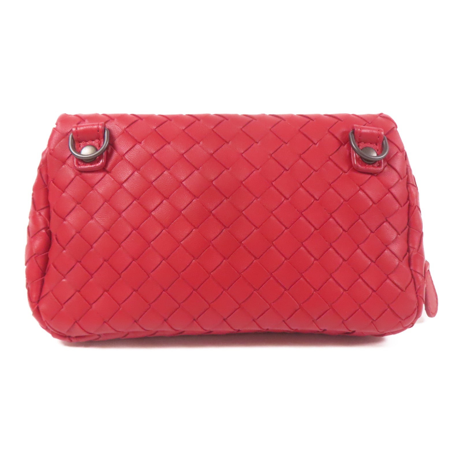 BOTTEGA VENETA BV Chain Shoulder Bag Lambskin Leather Red