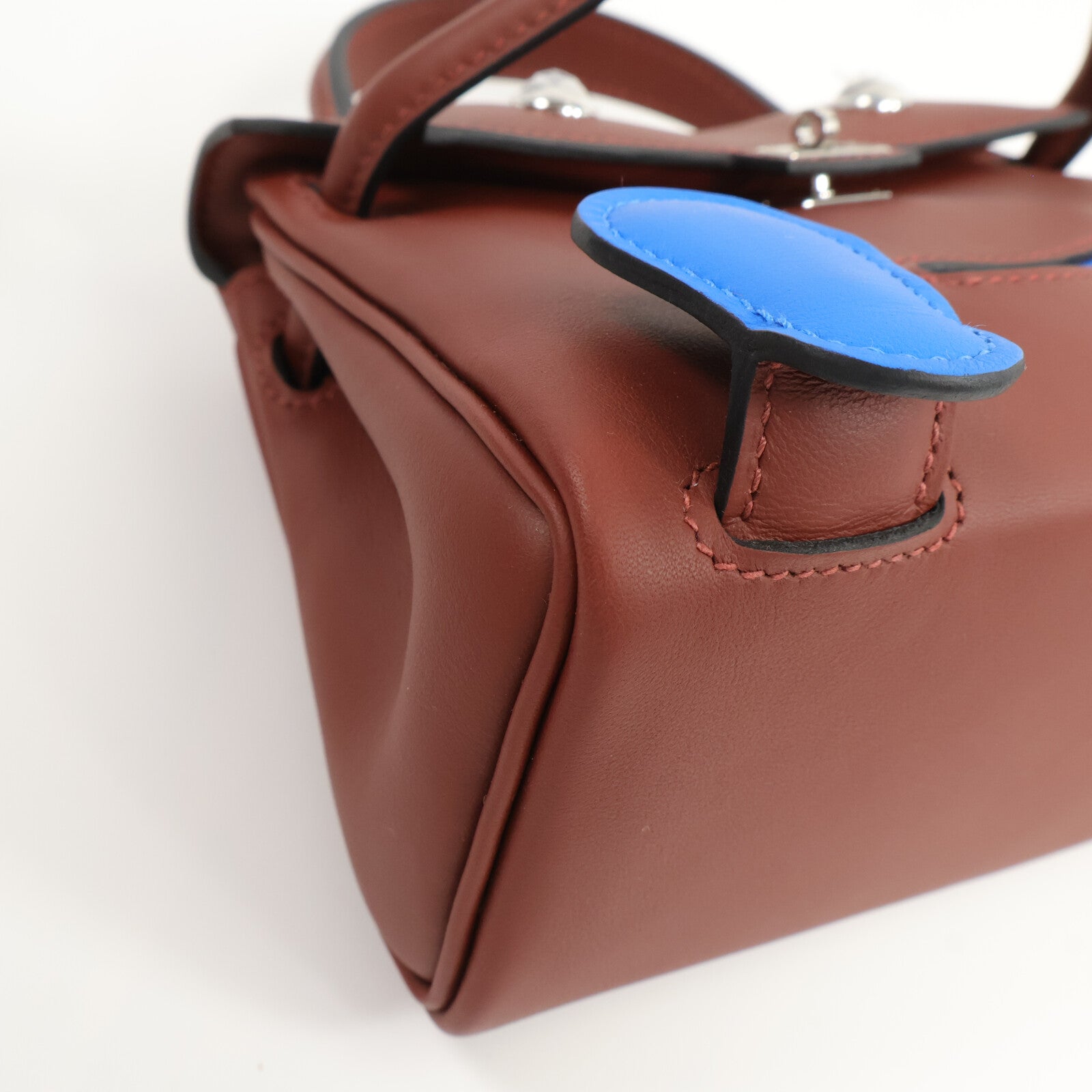 HERMES Swift皮革Kelly Doll手挽袋Rouge H/Bleu Hydra