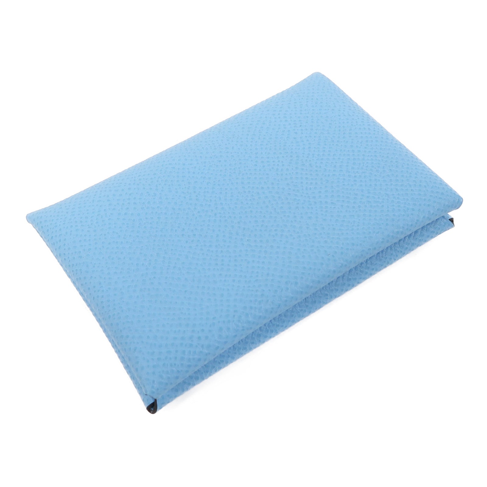 HERMES Epsom皮革Calvi Card Holder銀扣卡片套湖水藍色