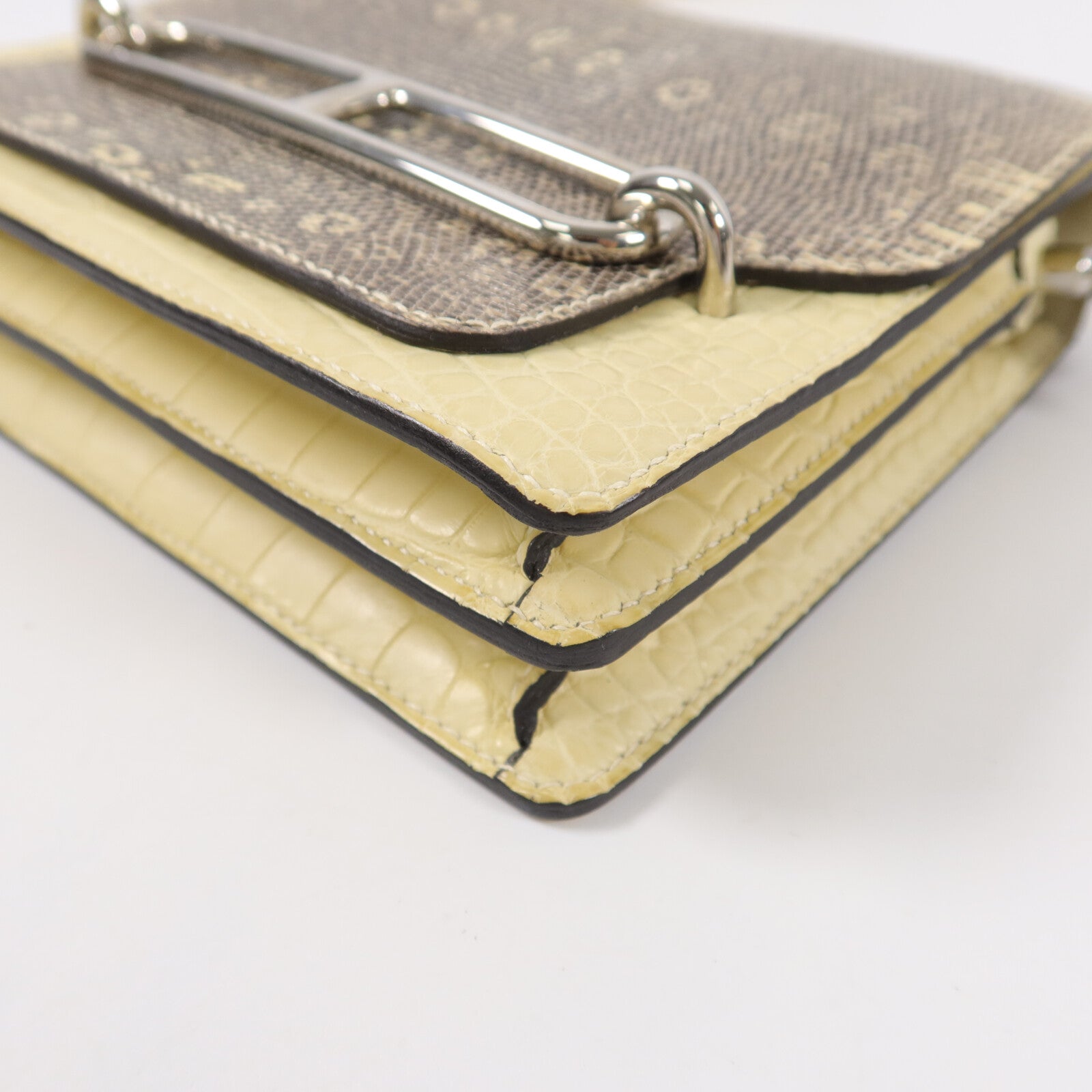 HERMES Alligator/Lizard皮革Roulis Mini肩背袋Ombre Vanille