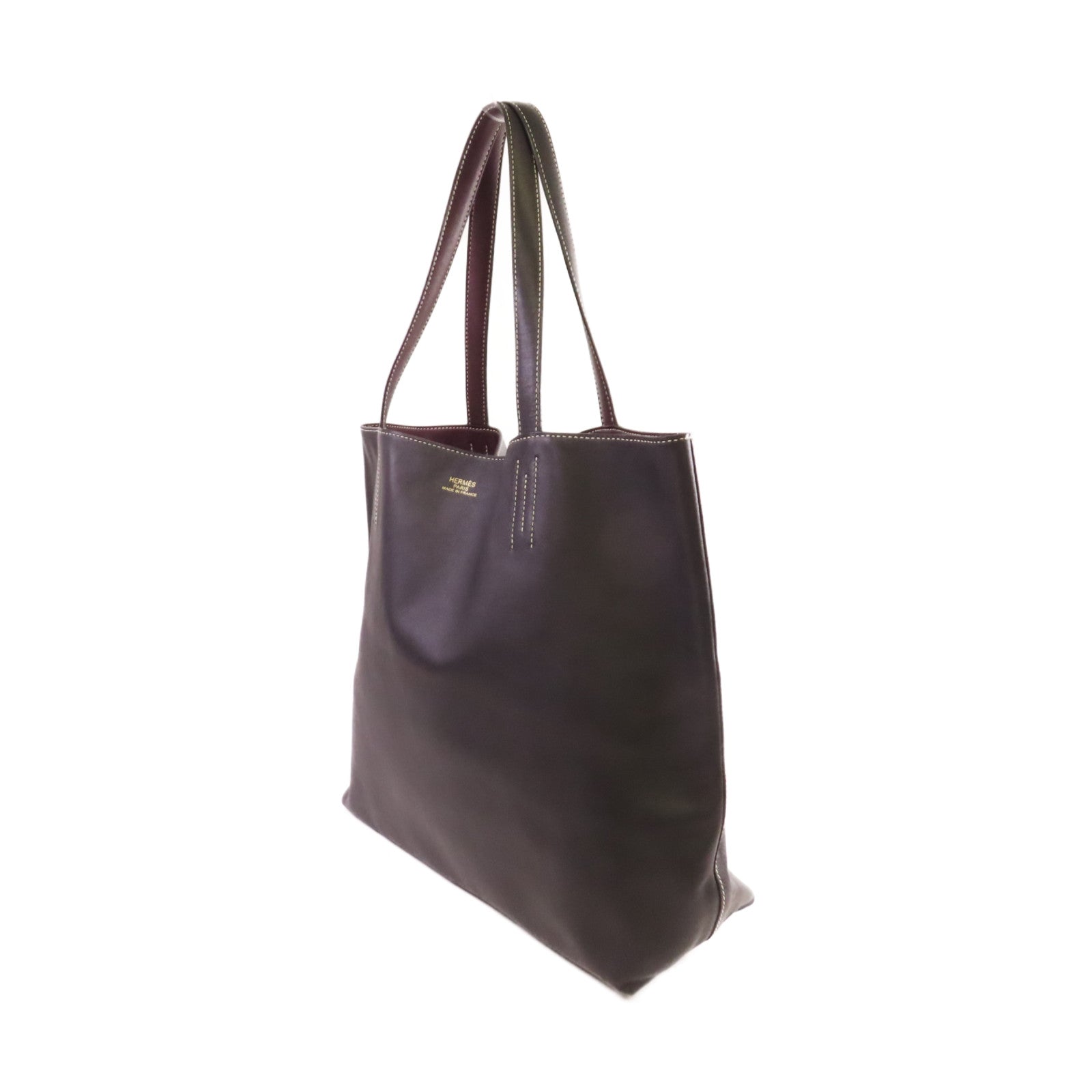 HERMES Swift皮革Double Sens Shoulder Bag肩背袋89 Noir黑色/55 Rouge H愛馬仕紅色