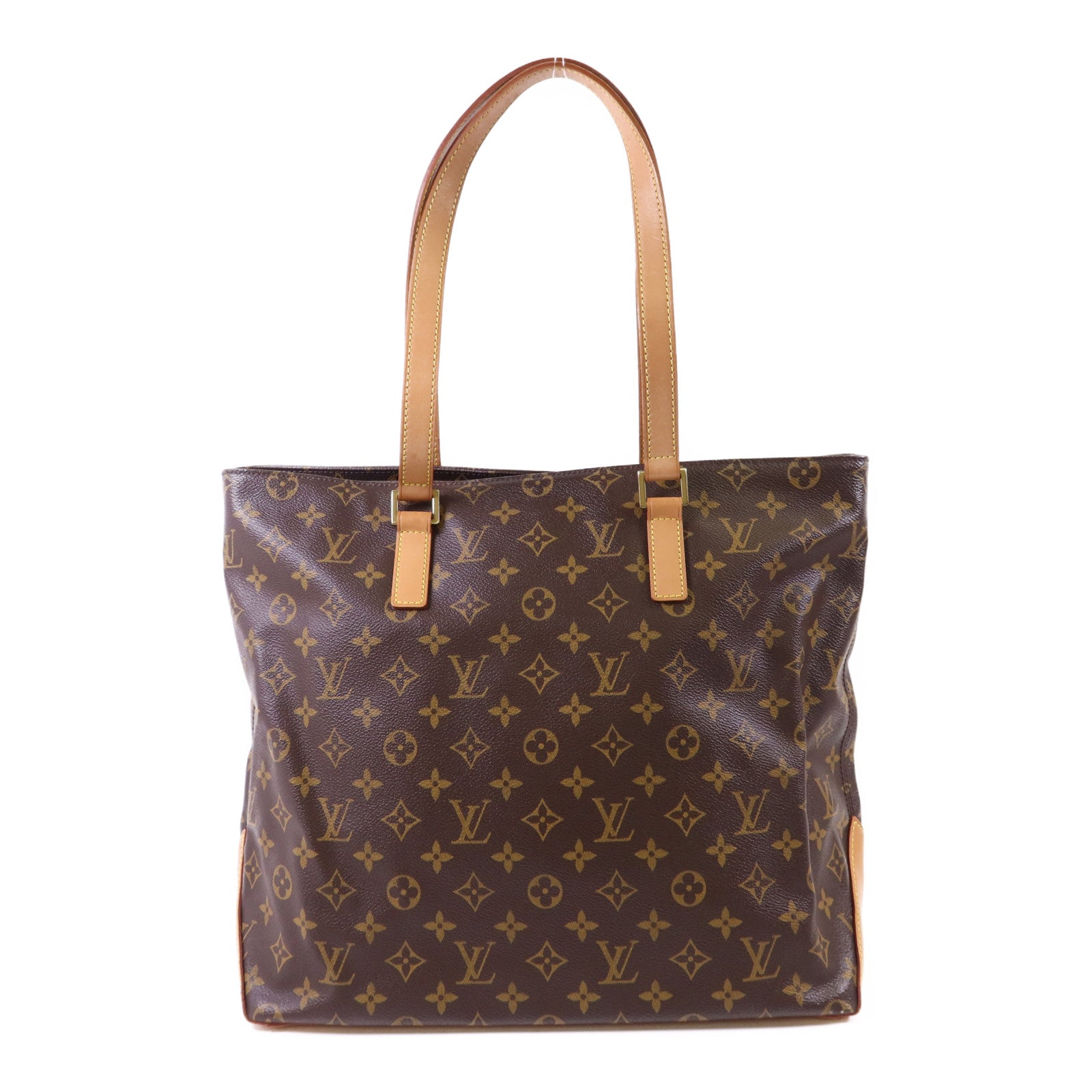 LOUIS VUITTON Monogram Cabas Mezzo金扣肩背袋棕色