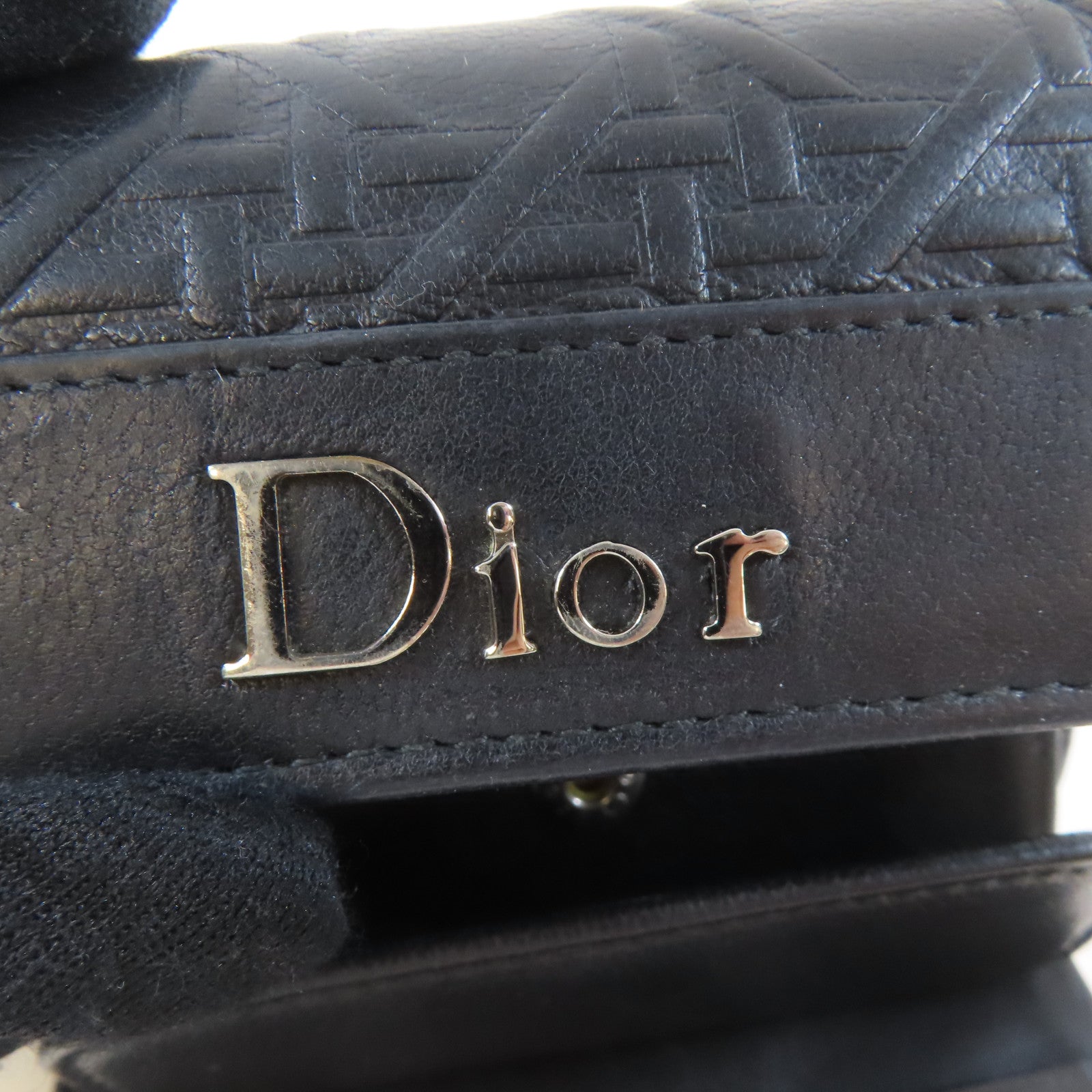 Dior 牛皮皮革Trifold Wallet銀扣錢包黑色