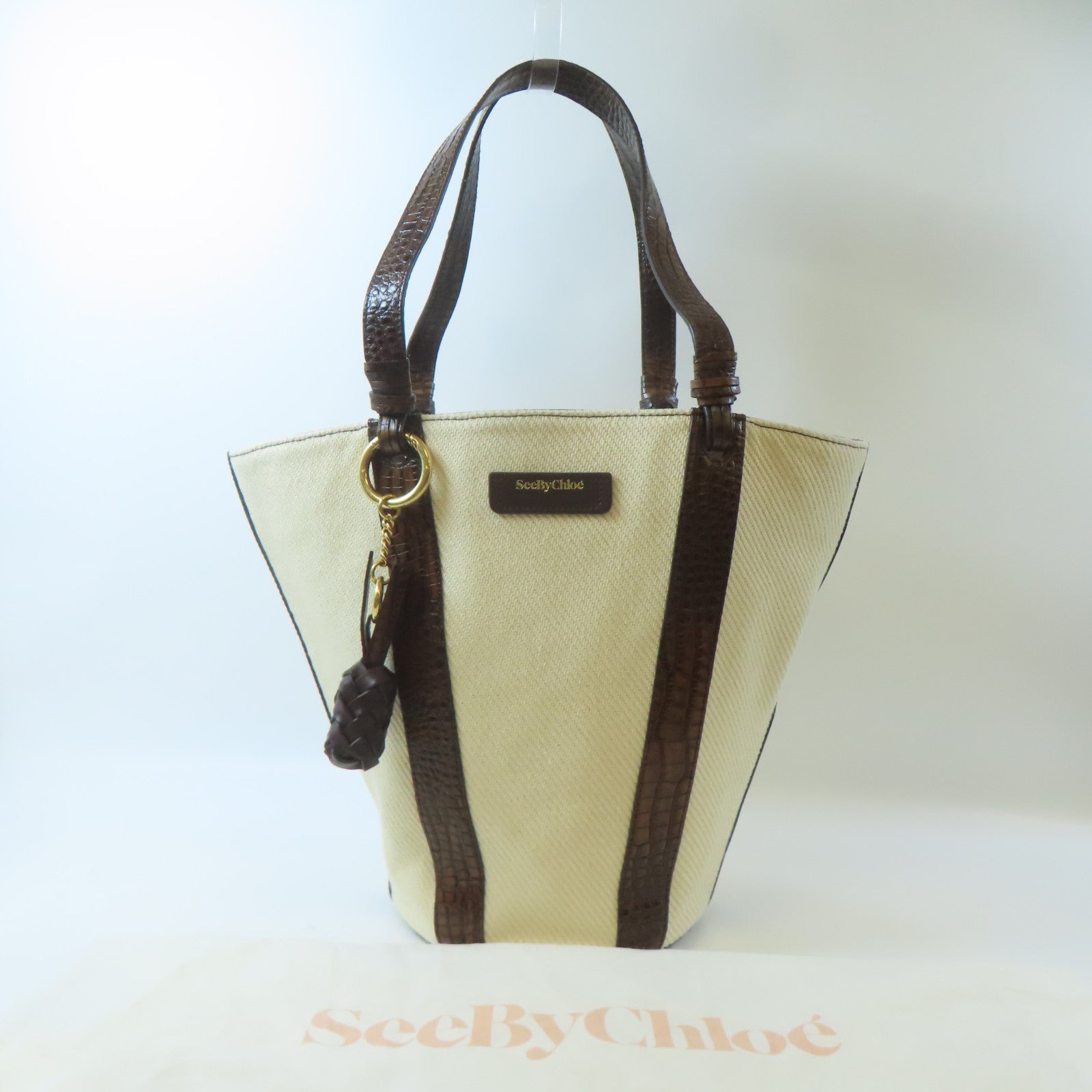 SEE BY CHLOE 帆布Tote Bag手挽袋白色/棕色