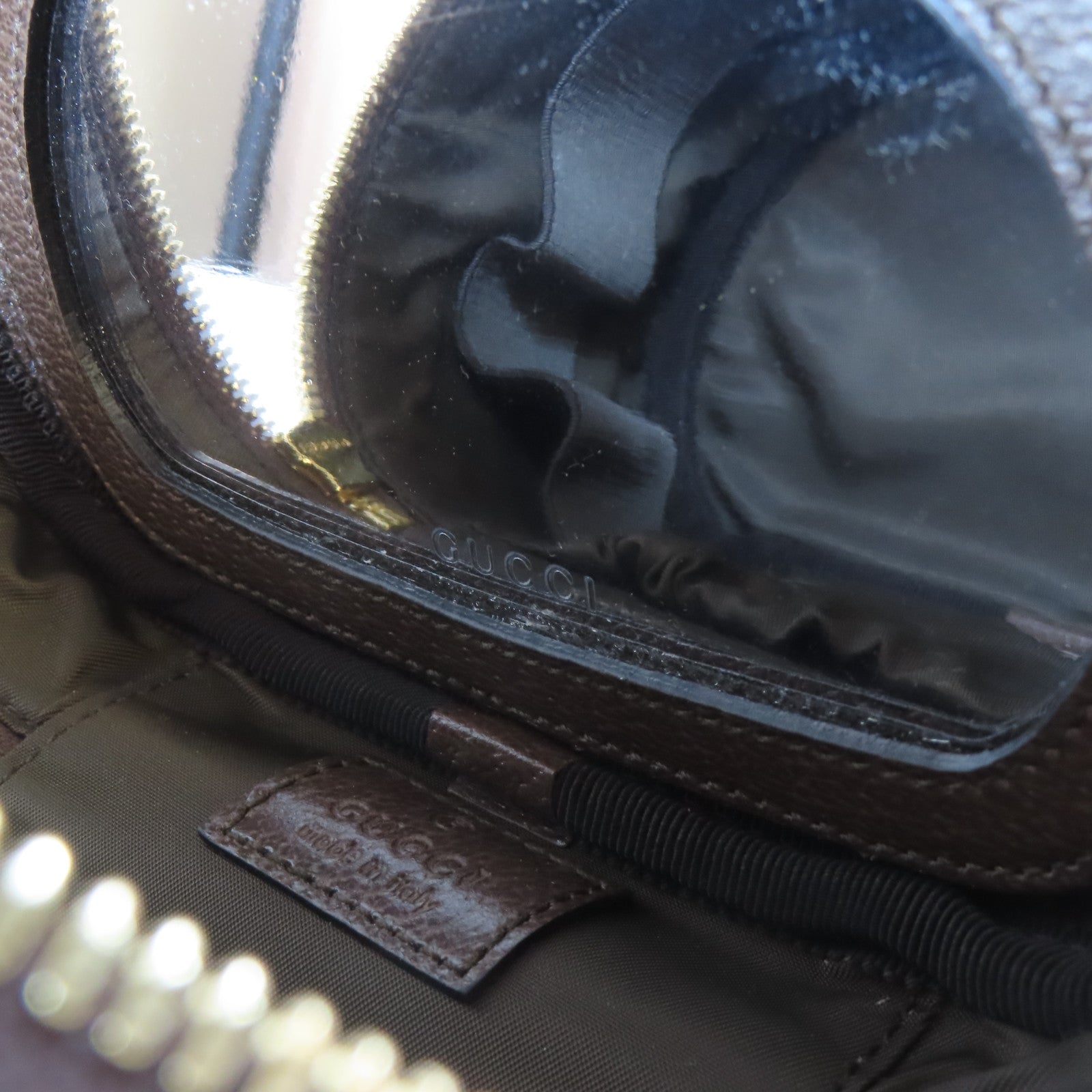 GUCCI 塗層帆布Ophidia GG Supreme Vanity Case金扣手挽袋啡色