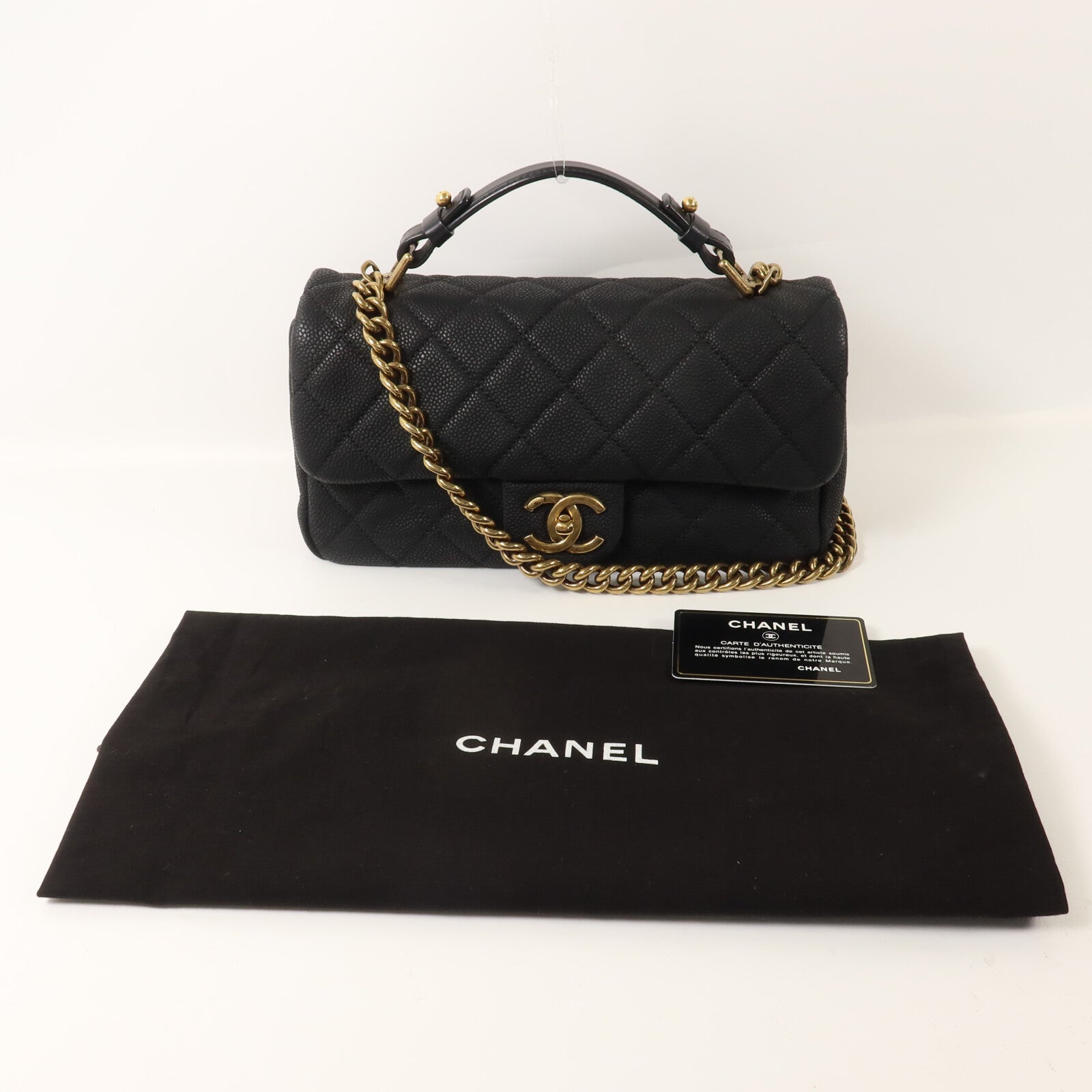 CHANEL 牛皮皮革Chain Shoulder鏈帶手挽肩背兩用袋