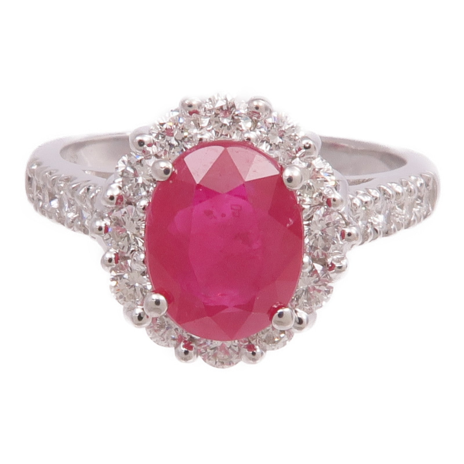 JEWELRY 18K白金Ruby Diamond Ring紅寶石/鑽石戒指US#6