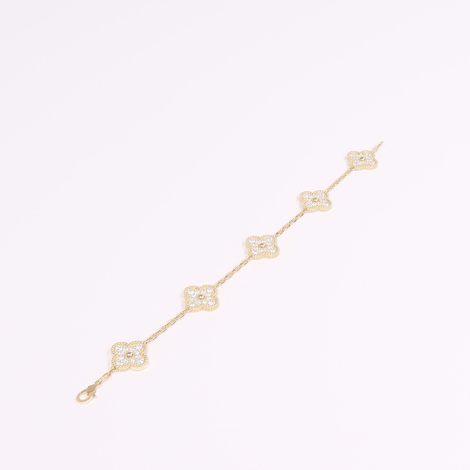 Van Cleef & Arpels 18K黃金Vintage Alhambra Bracelet 5 Motifs鑽石手鏈