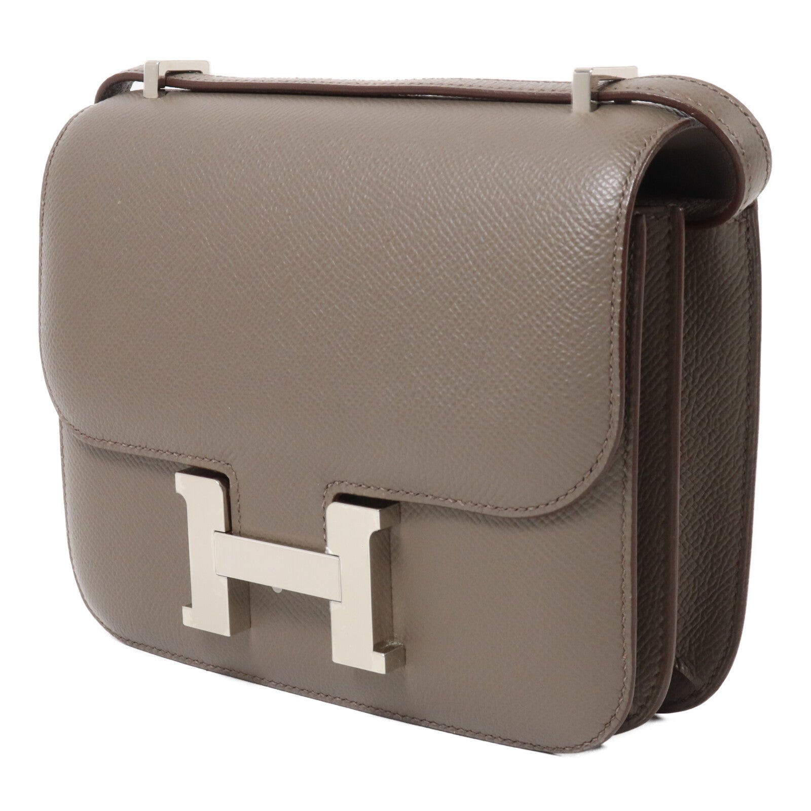 HERMES Epsom皮革Constance Mini肩背袋Etain