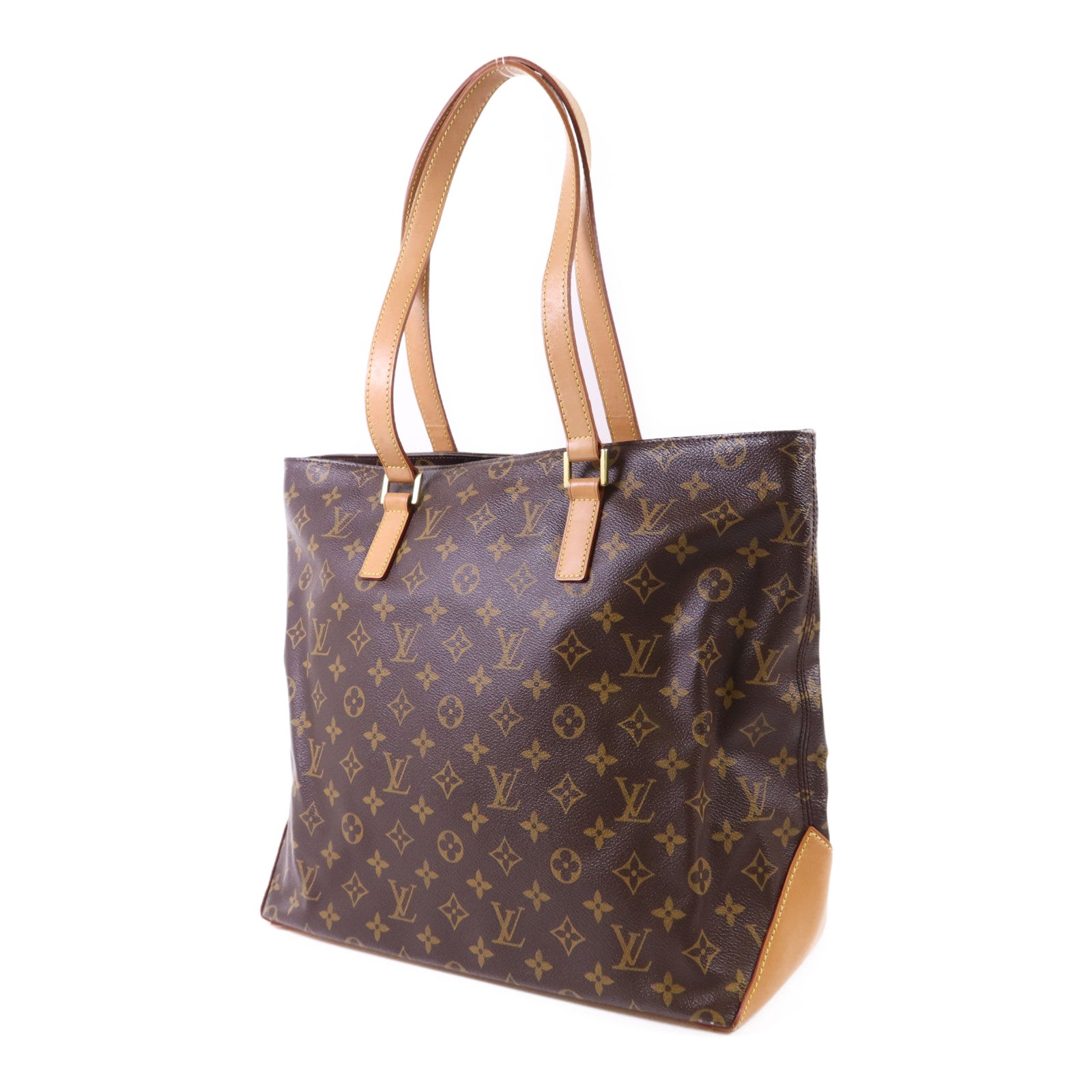 LOUIS VUITTON Monogram Cabas Mezzo金扣肩背袋棕色