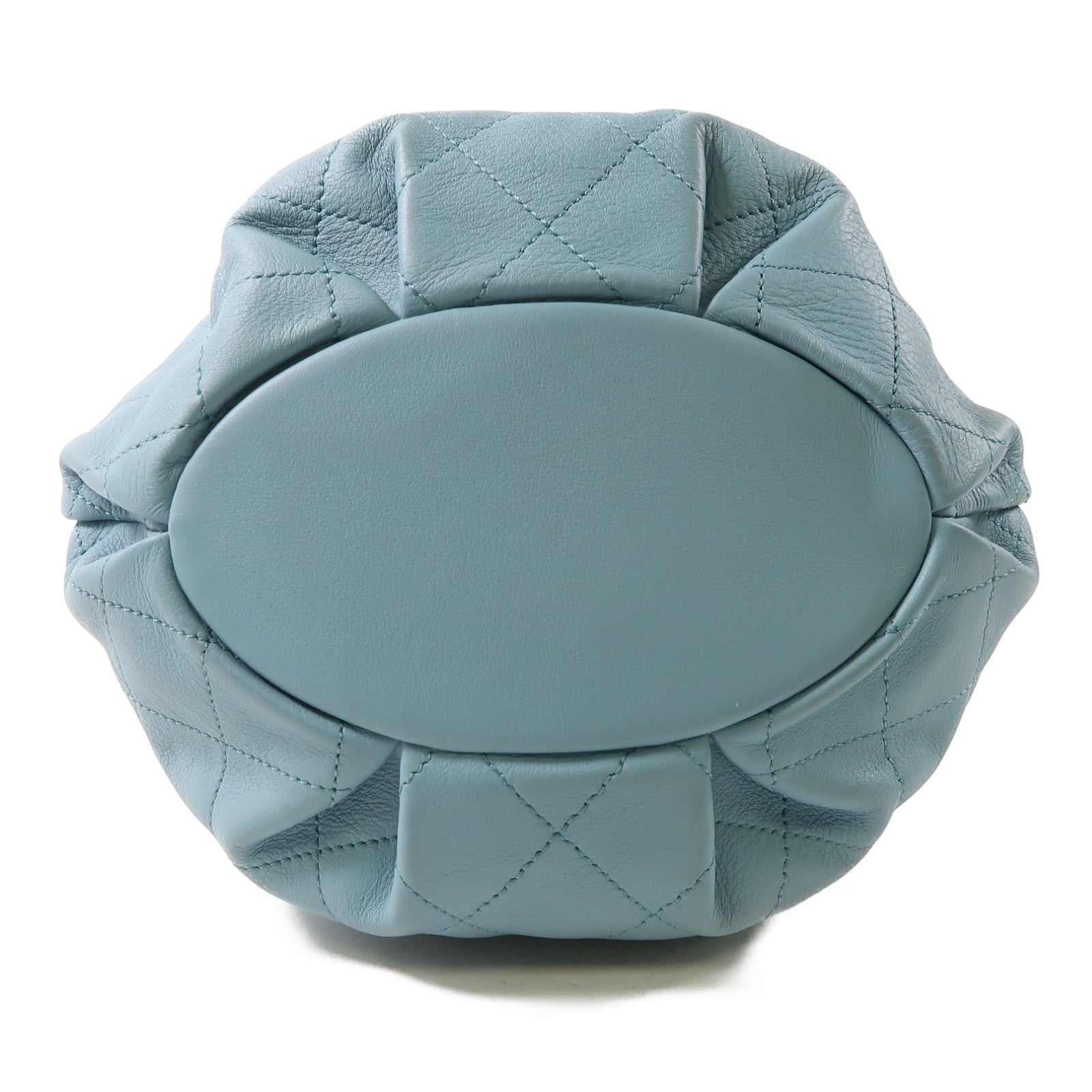 CHANEL 【激減優惠】菱格牛皮皮革Bucket Bag金扣鏈帶肩背袋藍色