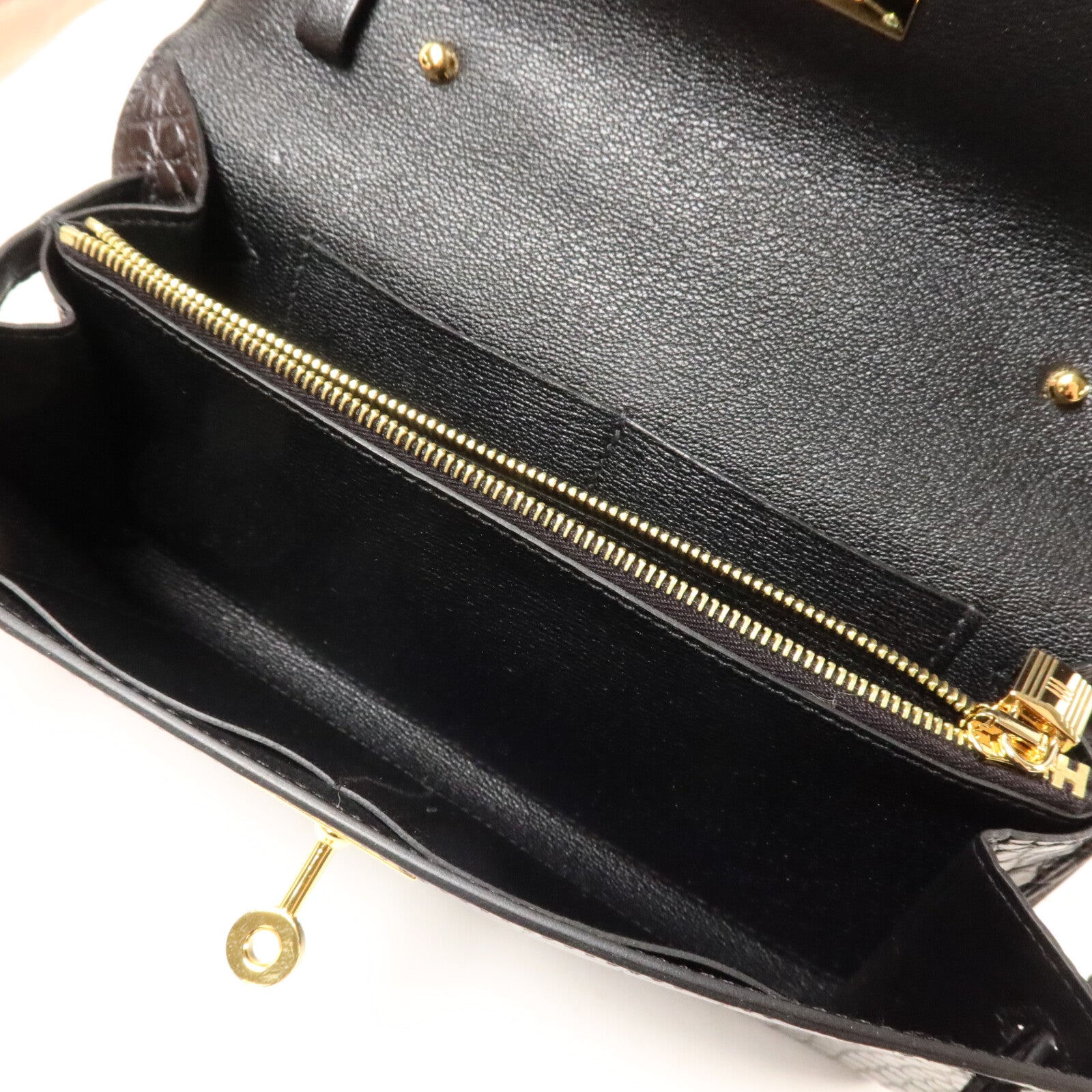 HERMES 鱷魚皮革Kelly To Go肩背袋Noir