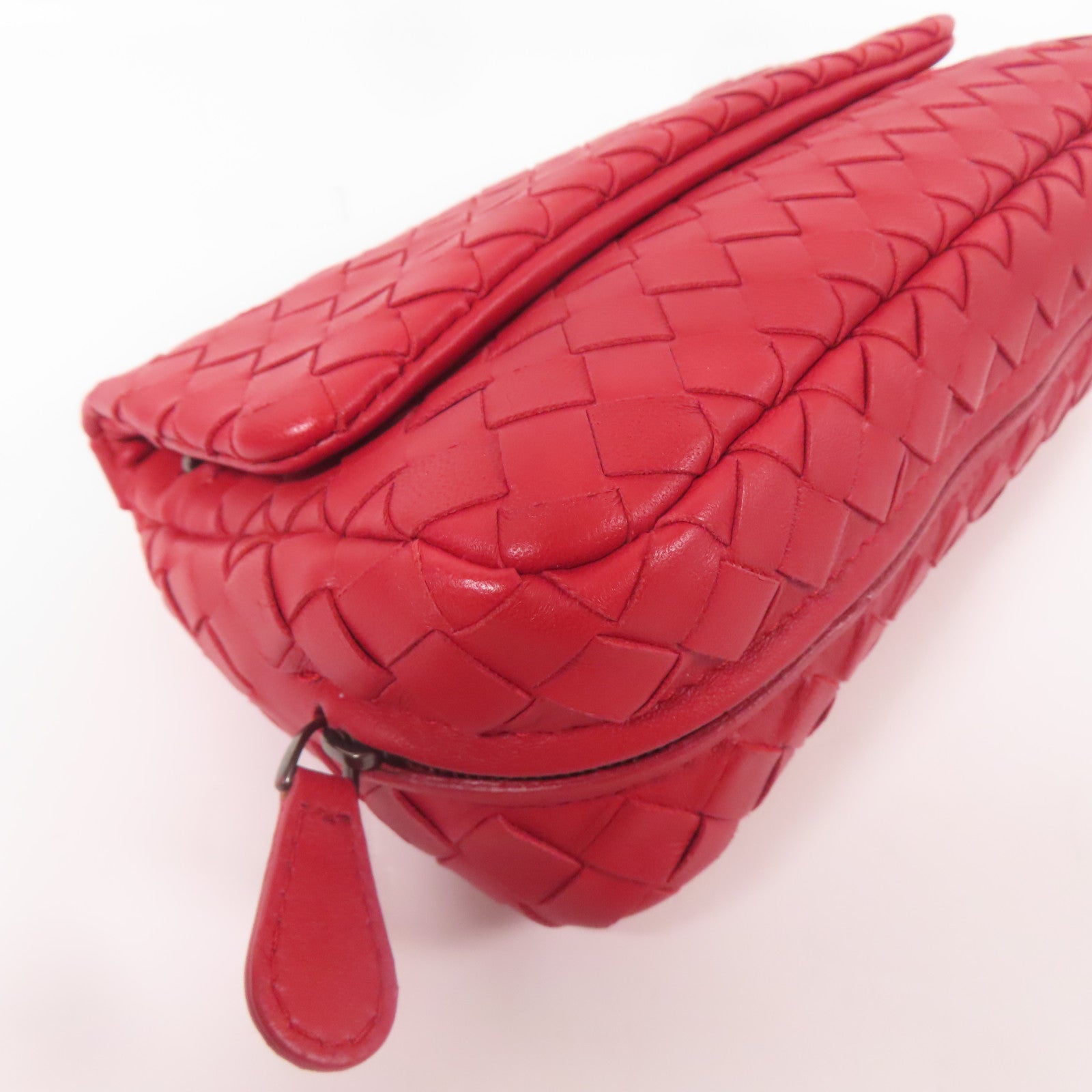 BOTTEGA VENETA BV Chain Shoulder Bag Lambskin Leather Red