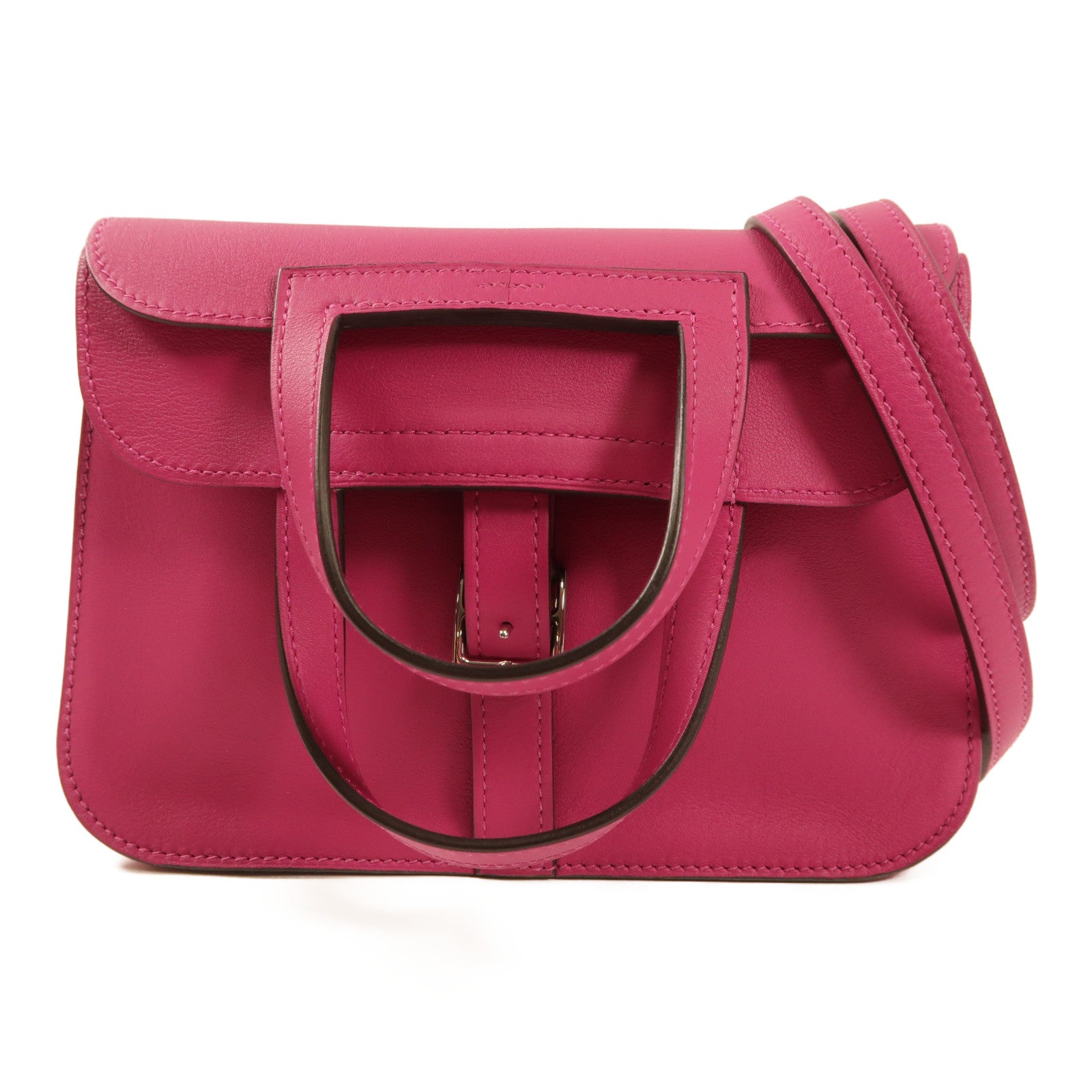 HERMES PHW Mini Halzan 2 Way Shoulder Bag Swift Leather Rose Pourpre