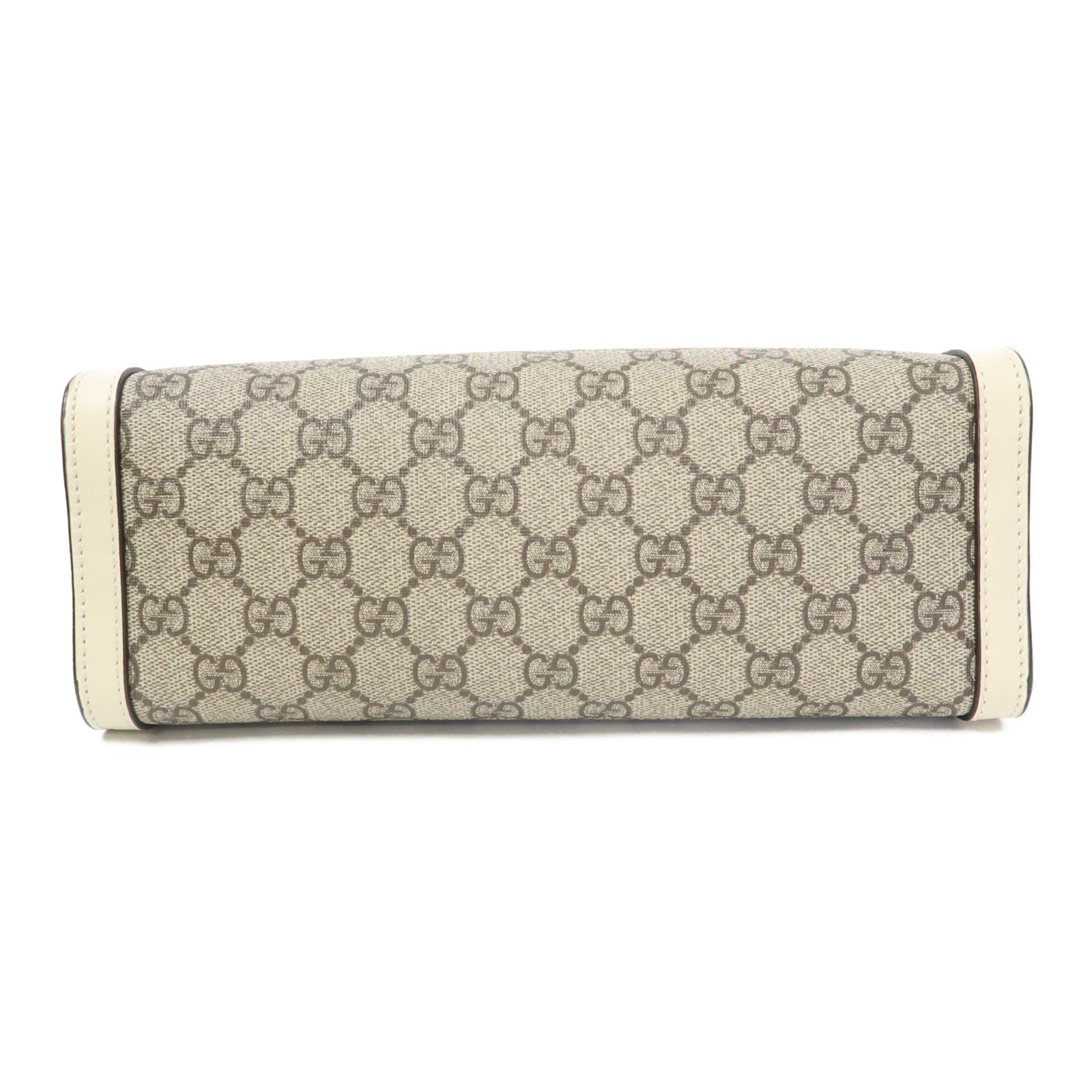GUCCI 塗層帆布Padlock GG Small金扣鏈帶肩背袋啡色/白色