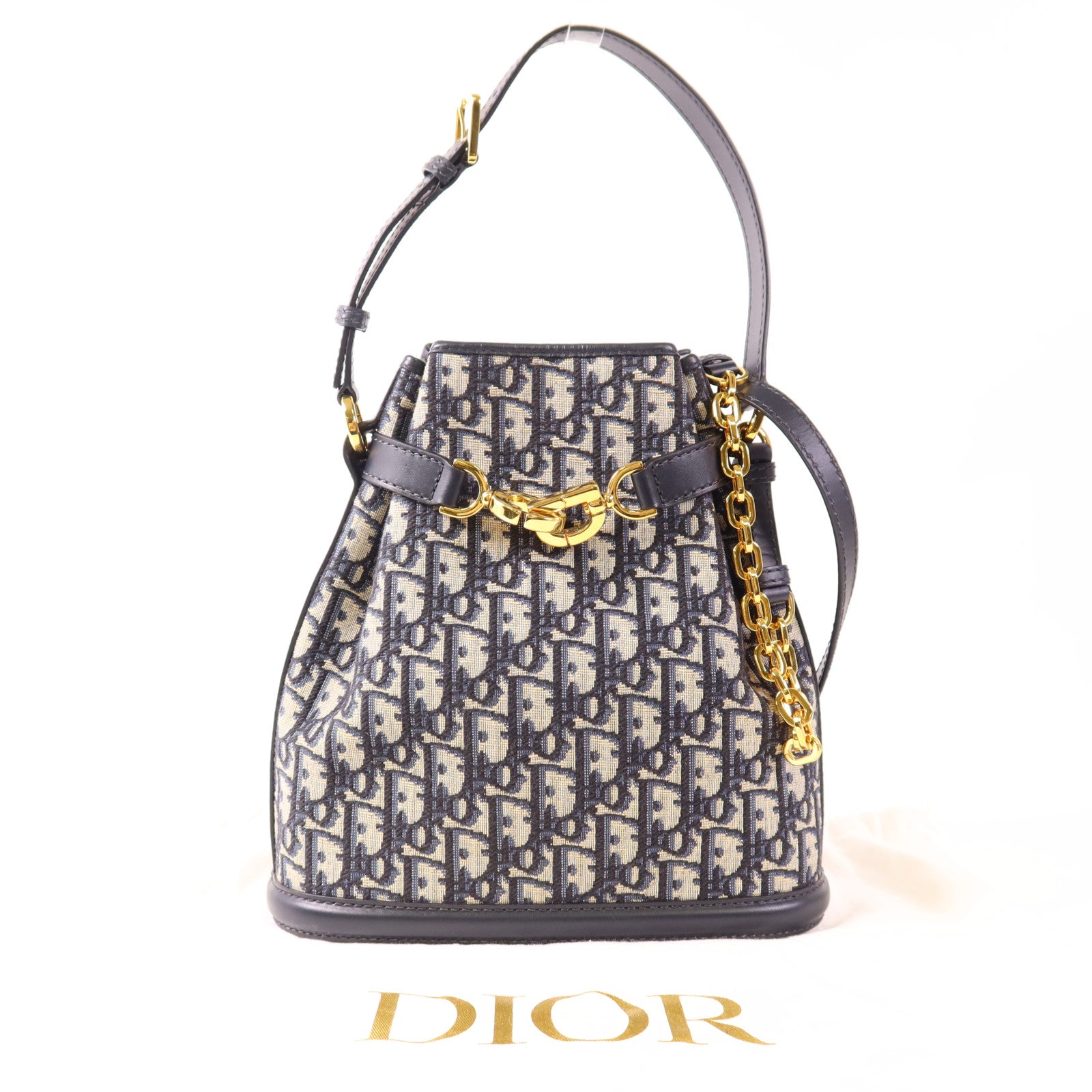 Dior 帆布Oblique Medium C'est Bag金扣手挽肩背兩用袋