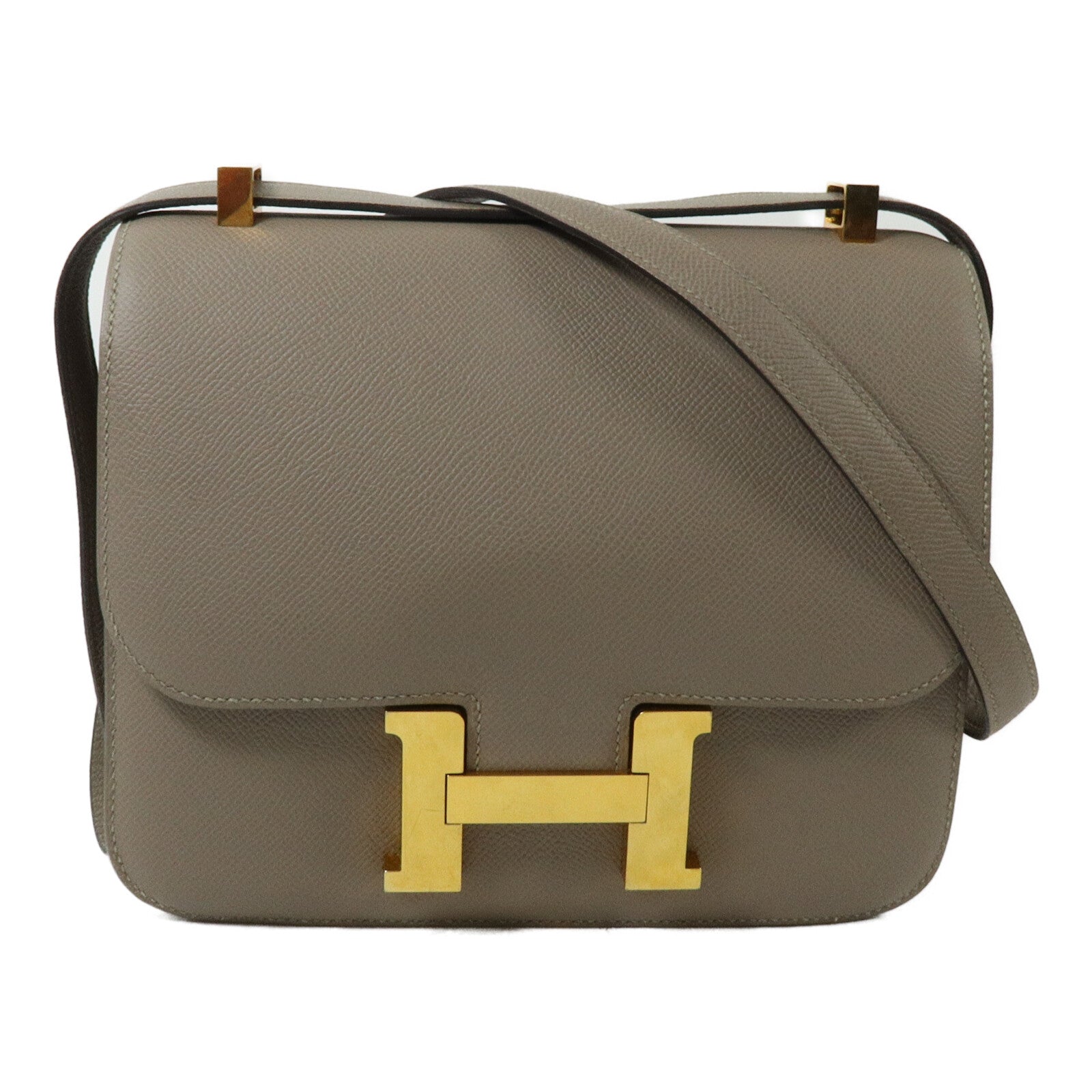 HERMES Epsom皮革Constance 24肩背袋Gris Asphalte