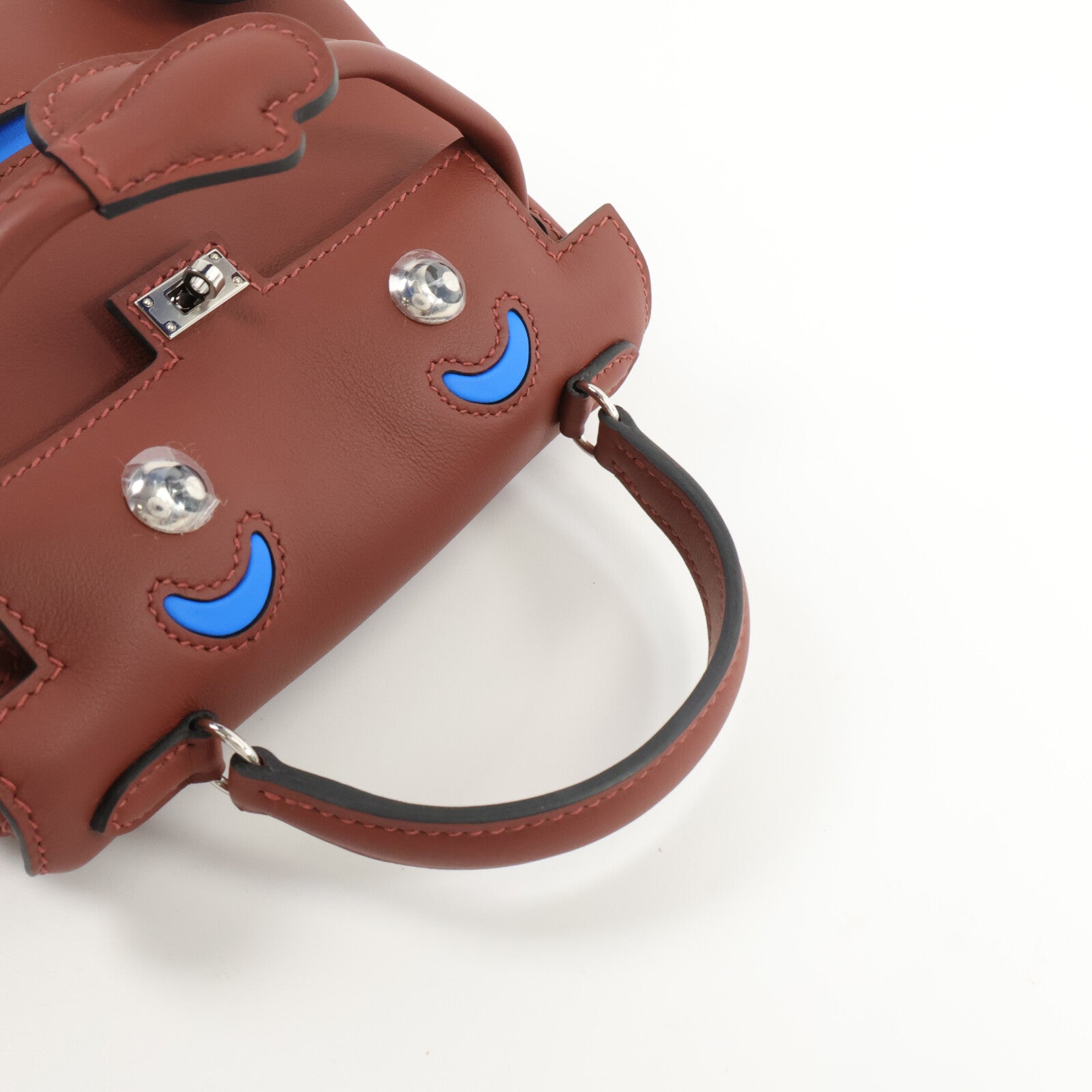 HERMES Swift皮革Kelly Doll手挽袋Rouge H/Bleu Hydra