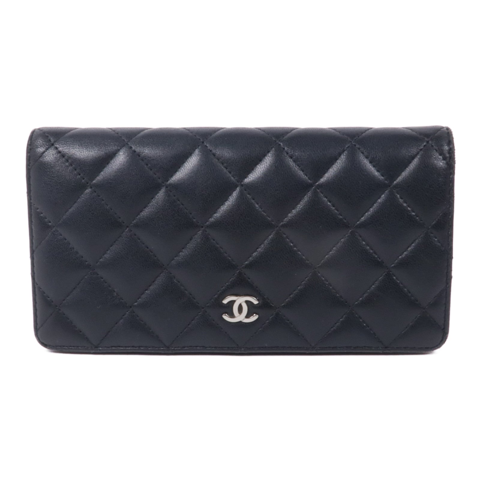 CHANEL 羊皮皮革Long Wallet銀扣長錢包