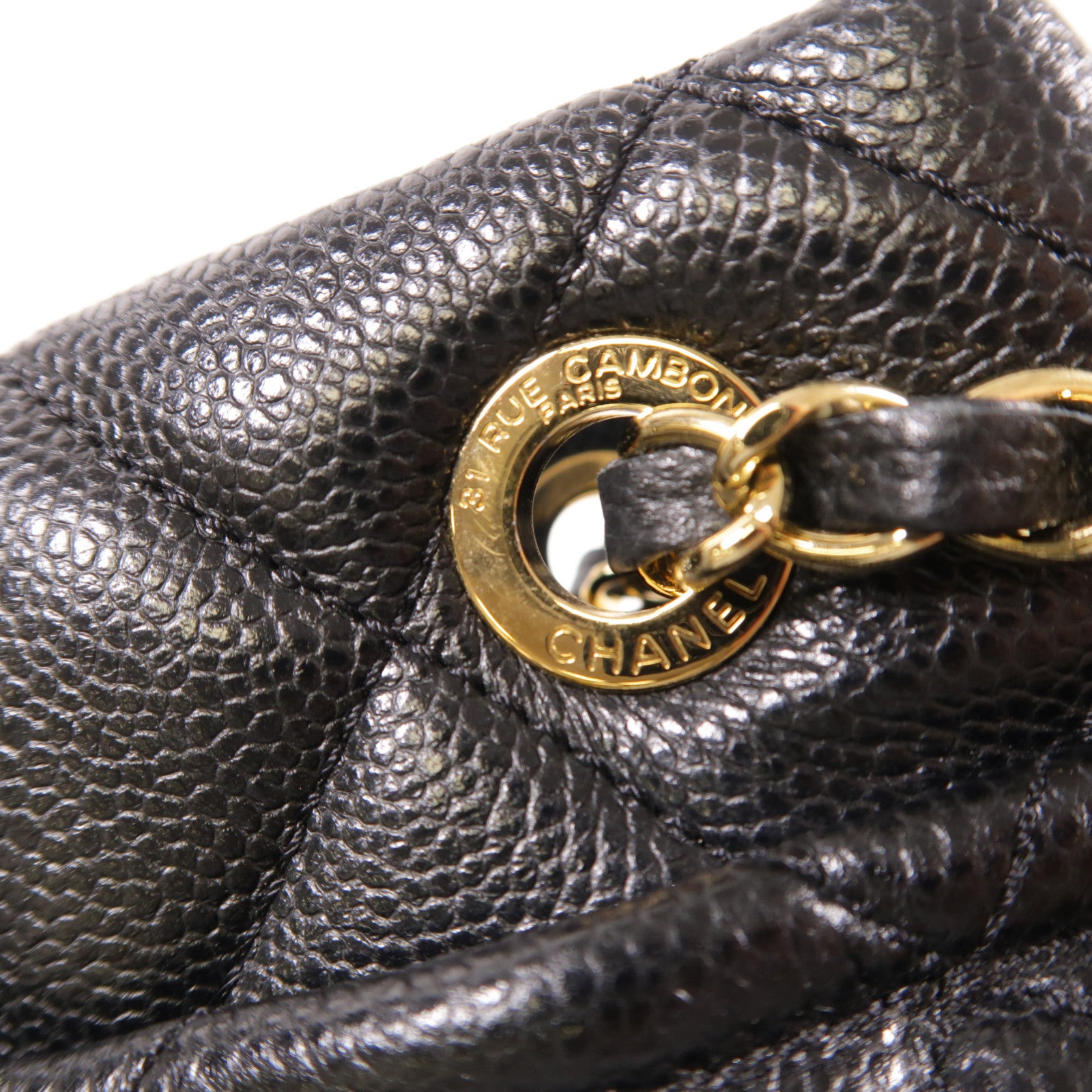 CHANEL CC GHW Tote Bag Chain Calfskin Leather 672927 Black