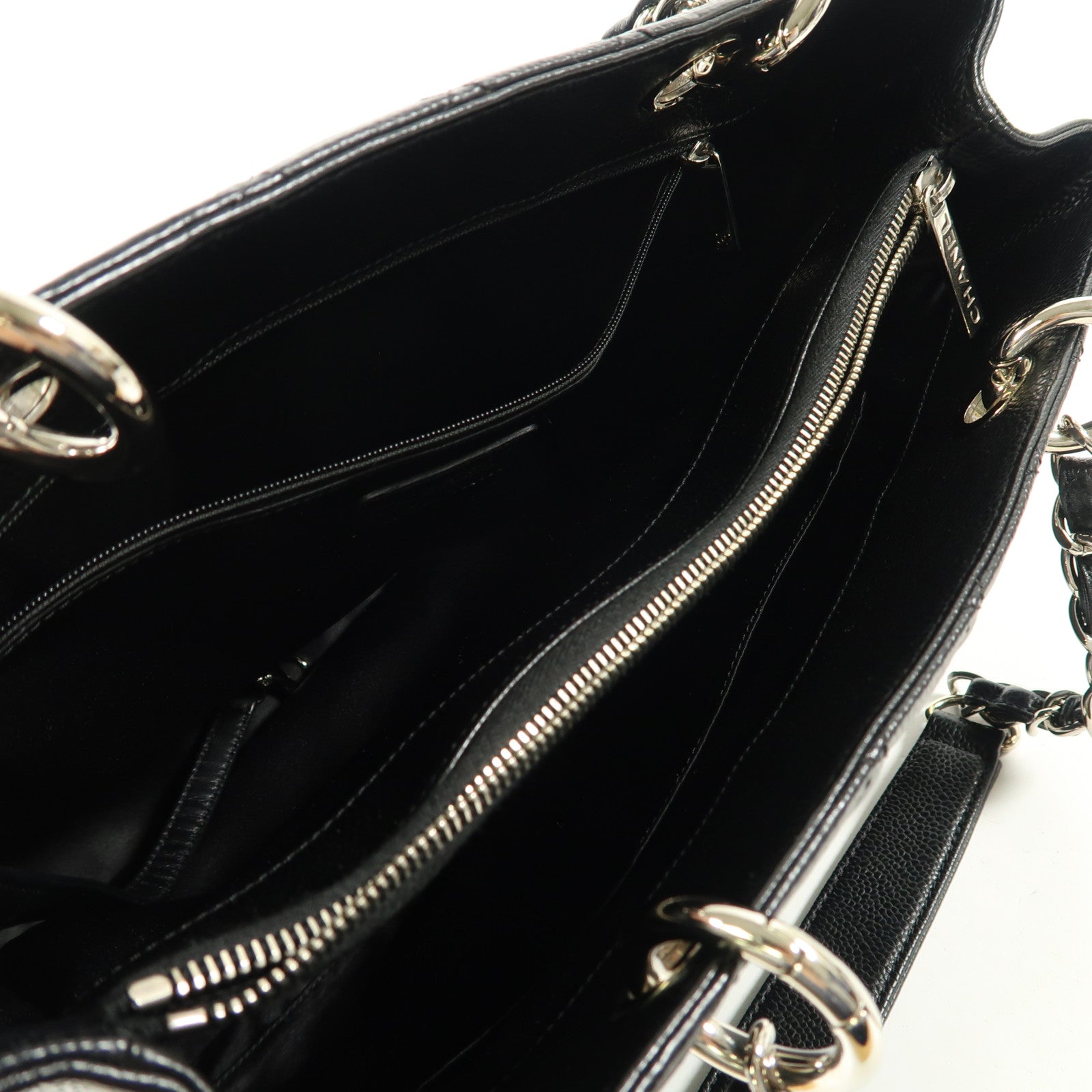 CHANEL 牛皮皮革GST Grand Shopping Tote Bag銀扣鏈帶肩背袋