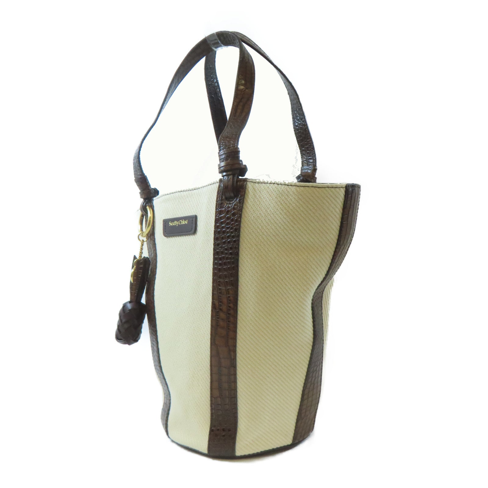 SEE BY CHLOE 帆布Tote Bag手挽袋白色/棕色