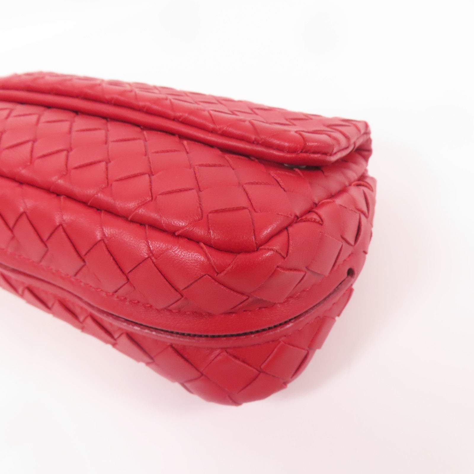 BOTTEGA VENETA BV Chain Shoulder Bag Lambskin Leather Red