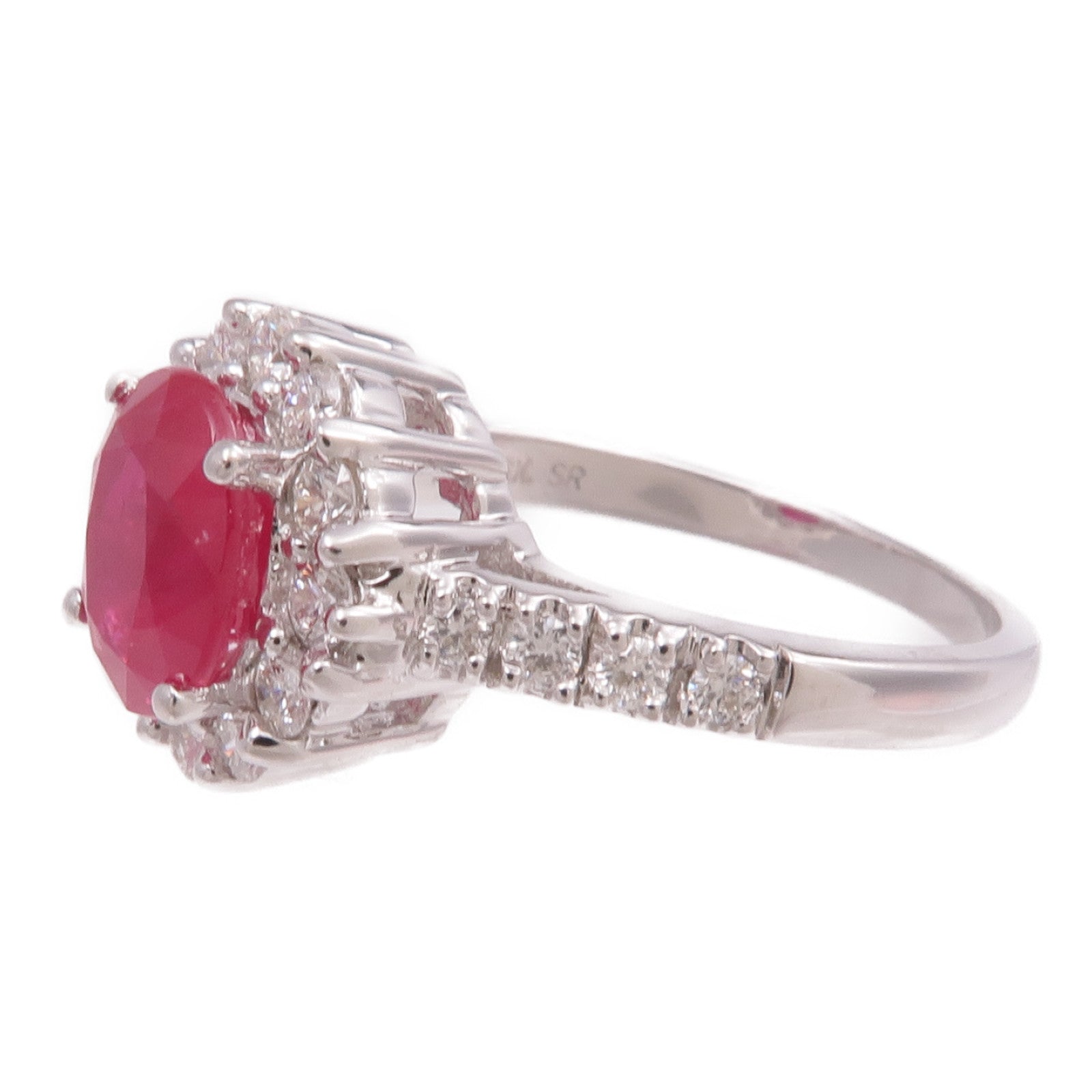 JEWELRY 18K白金Ruby Diamond Ring紅寶石/鑽石戒指US#6