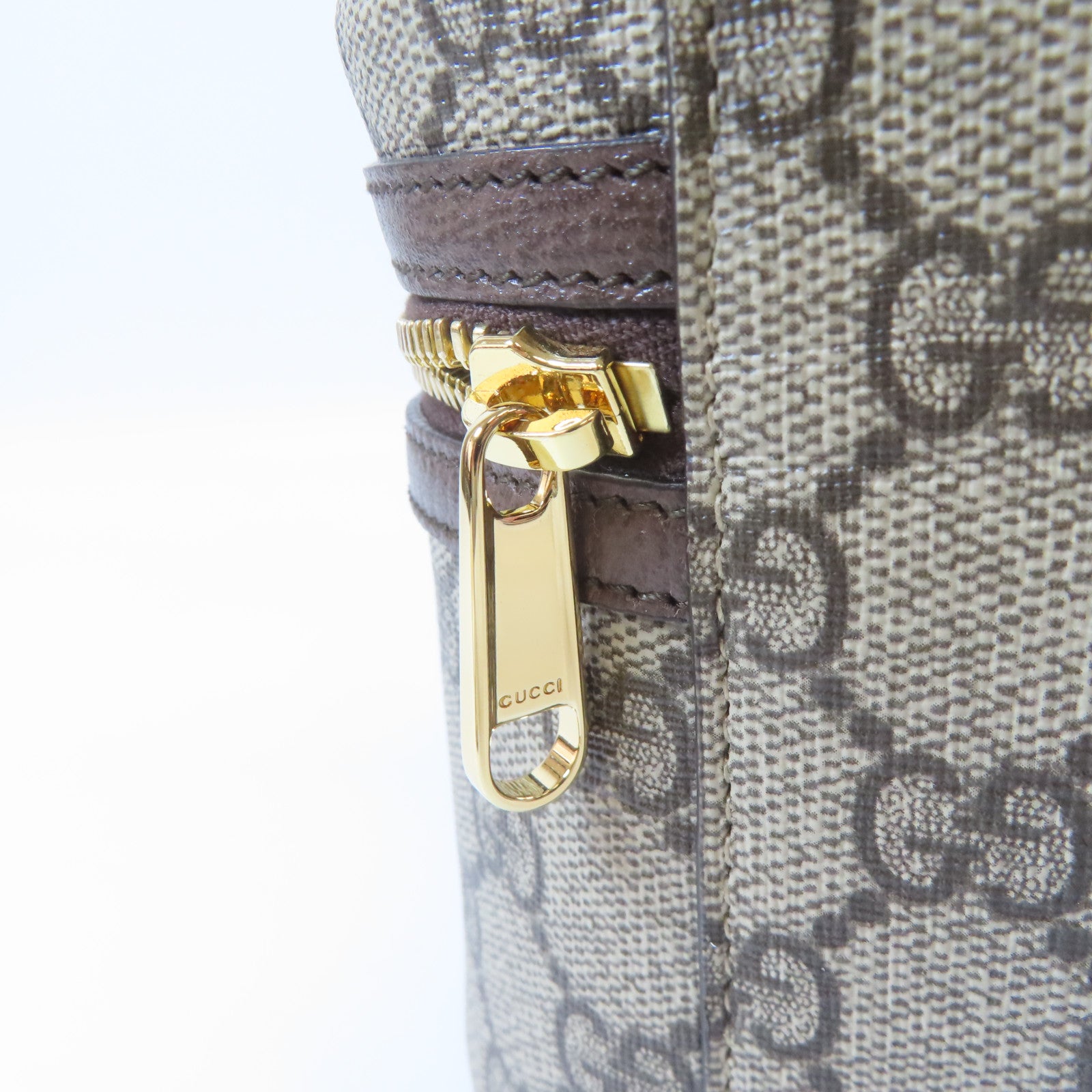 GUCCI 塗層帆布Ophidia GG Supreme Vanity Case金扣手挽袋啡色