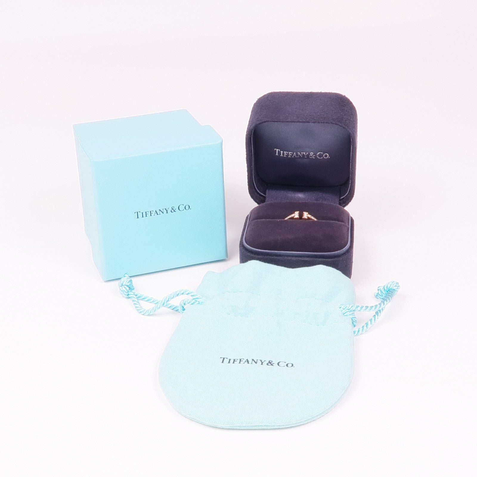 TIFFANY＆CO 18K玫瑰金T Ring With Diamond鑽石戒指US#6