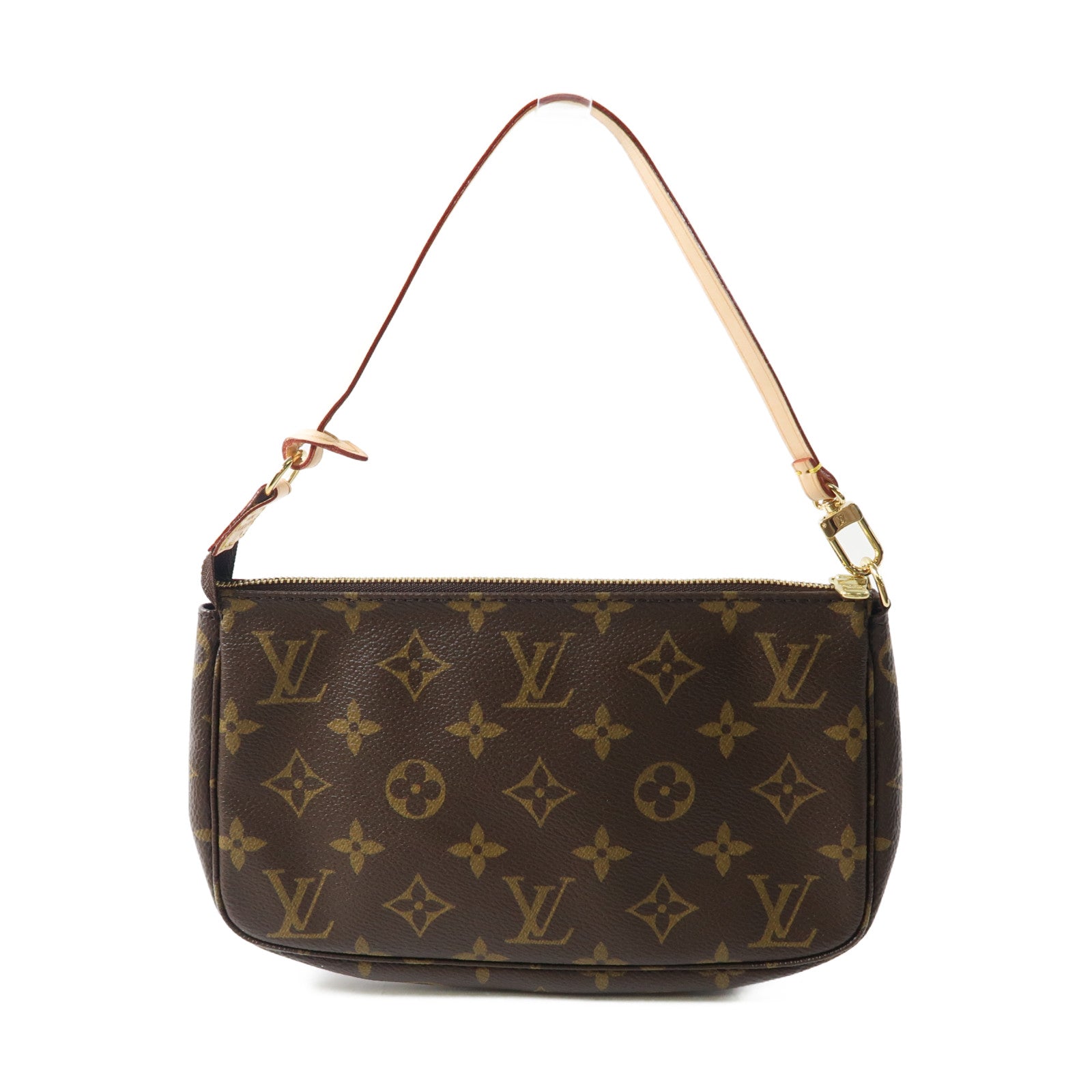 LOUIS VUITTON Monogram Pochette Accessoires金扣手挽袋啡色