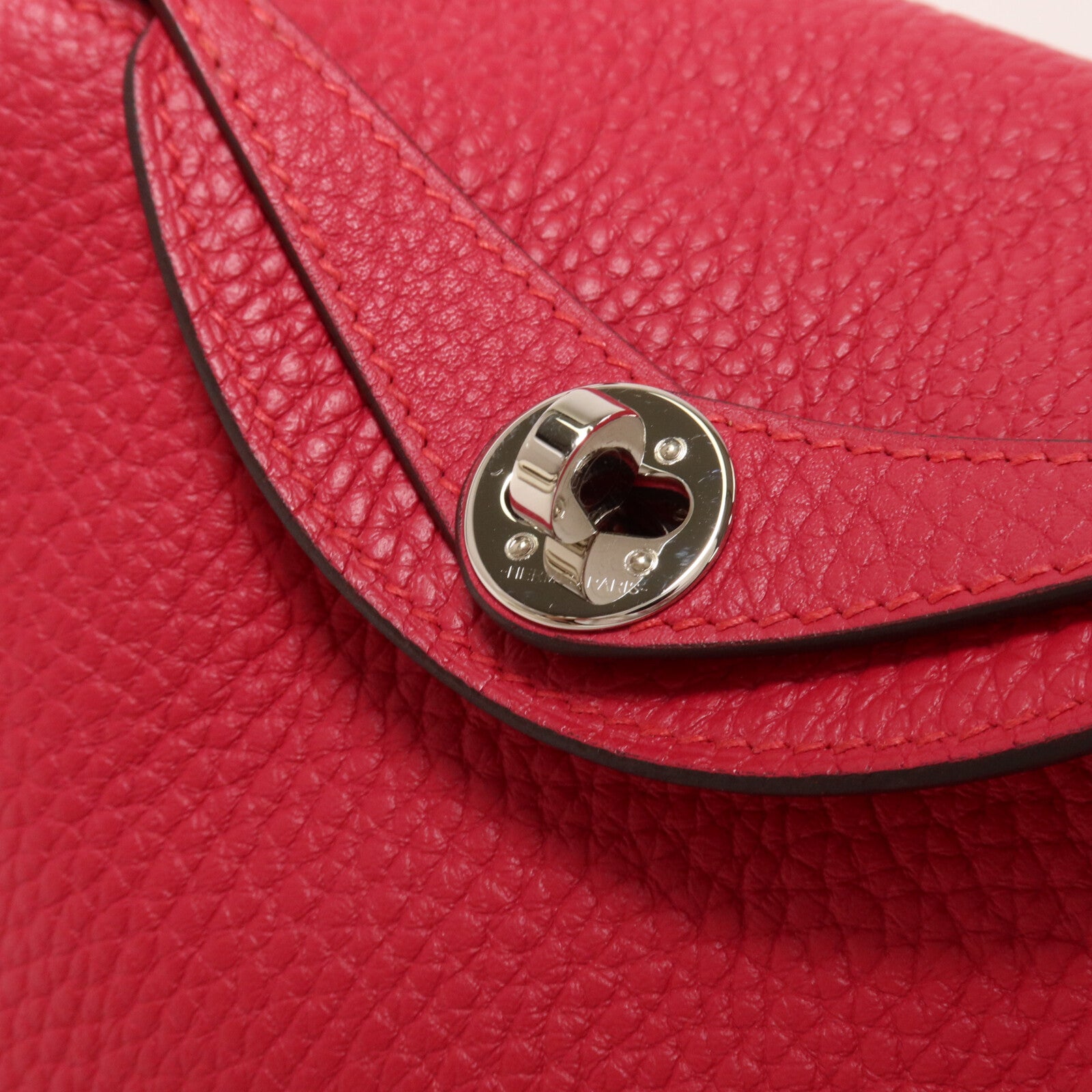 HERMES Clemence皮革Mini Lindy手挽肩背兩用袋Framboise